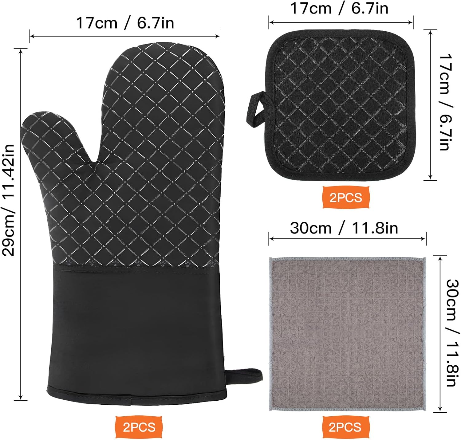 Oven Mitts Pot Holders Heat-Resistant Kitchen Tools by Philorn