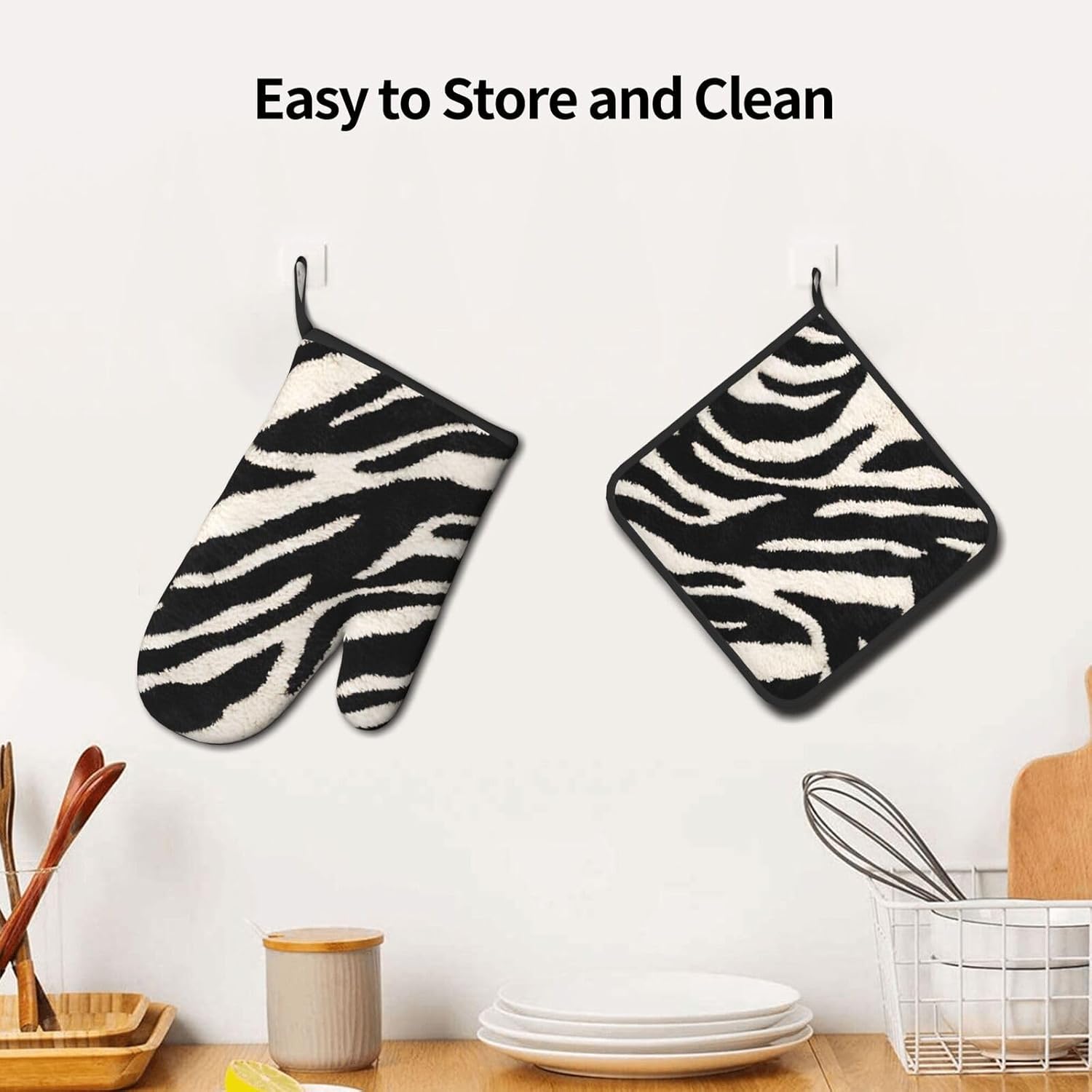 Zebra Animal Print Oven Mitts Set