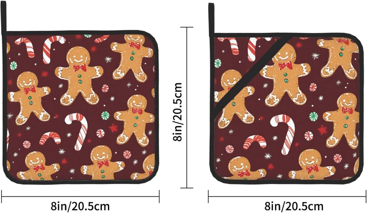 Christmas Gingerbread Candy Pot Holders Set of 2