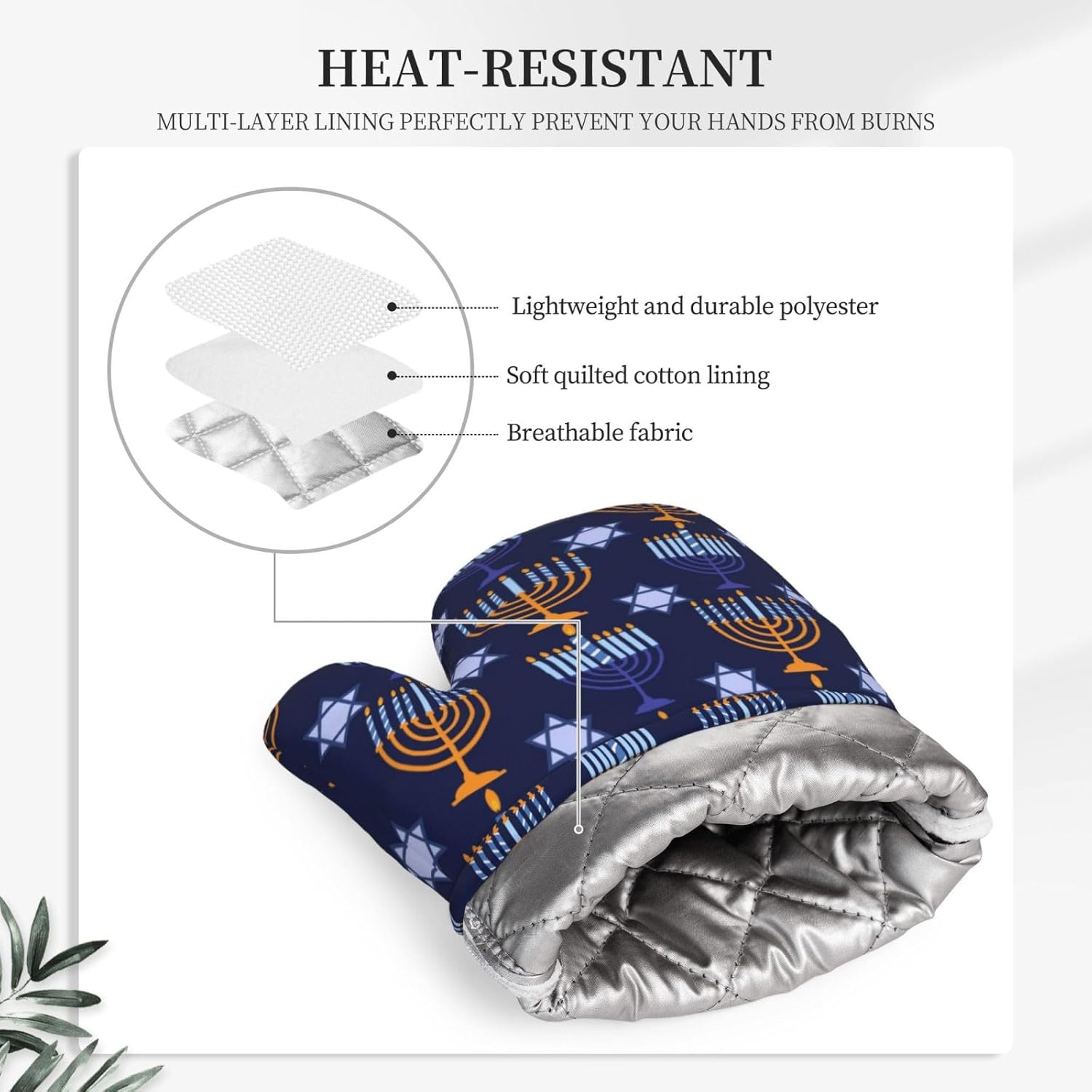 Happy Hanukkah Oven Mitts - Chanukah Kitchen Gloves