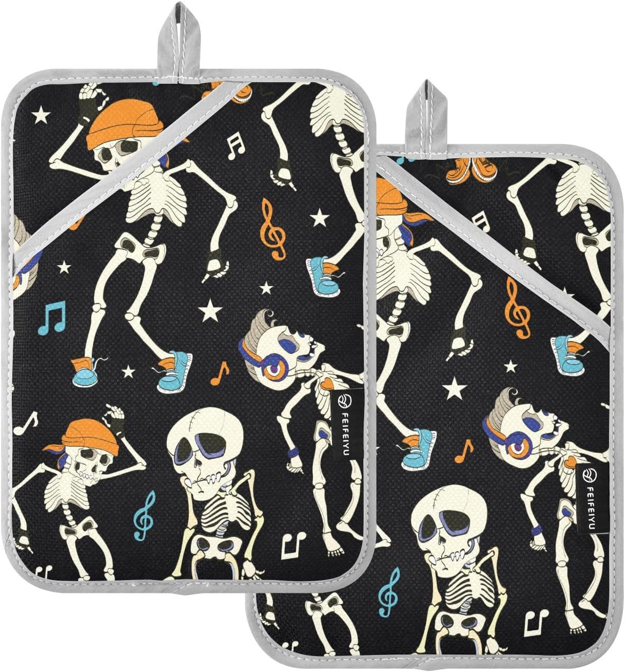 OURVII Halloween Potholders with Pockets 2 Pack