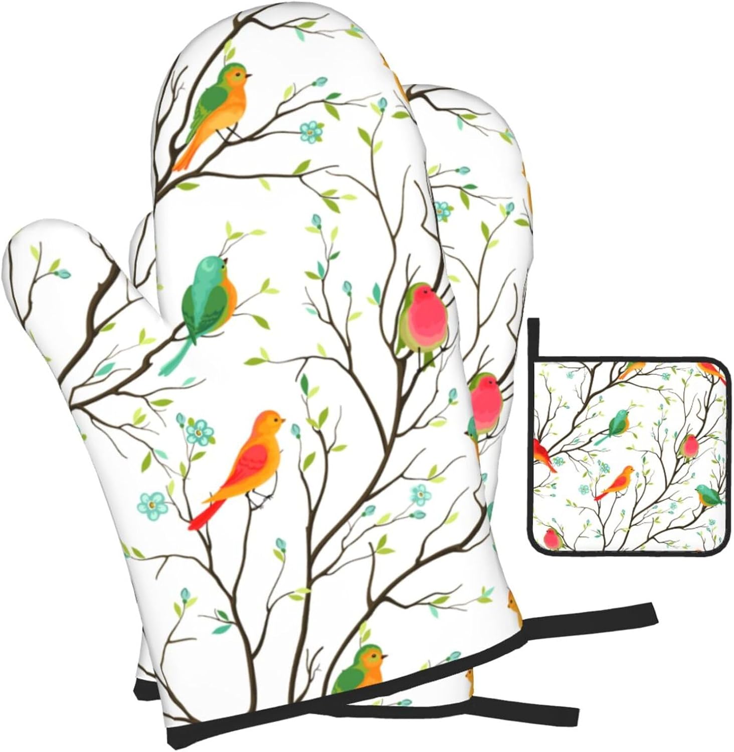 Cute-Loving LANAIQO Birds Oven Mitts Set
