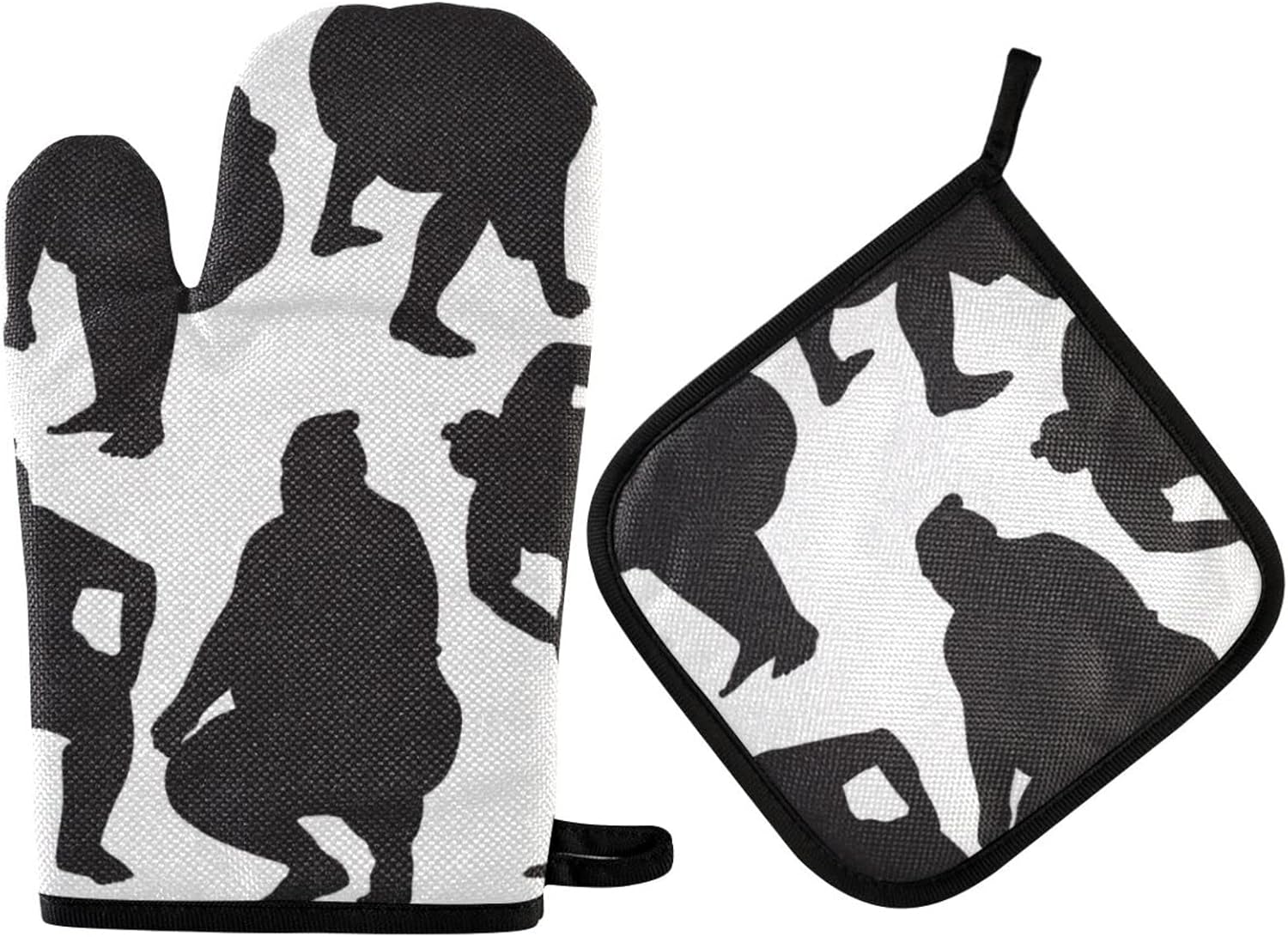 Exnundod Japanese Sumo Wrestlers Oven Mitts and Pot Holders Set
