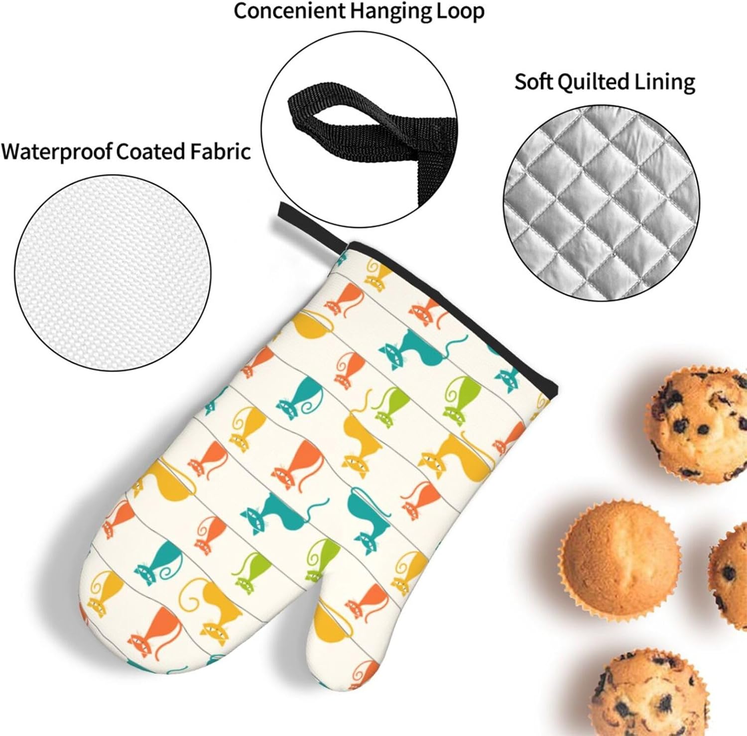 LANAIQO Mid Century Modern Oven Mitts Set 3 Piece 1