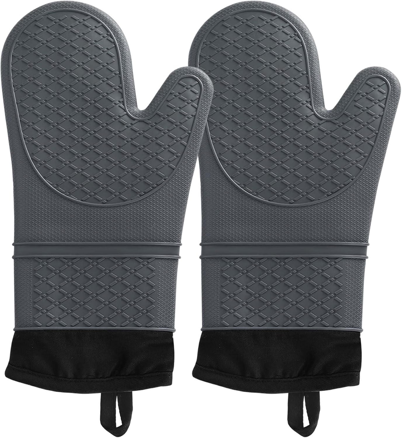 Two silicone oven mitts non-stick heat-resistant 500F 13in