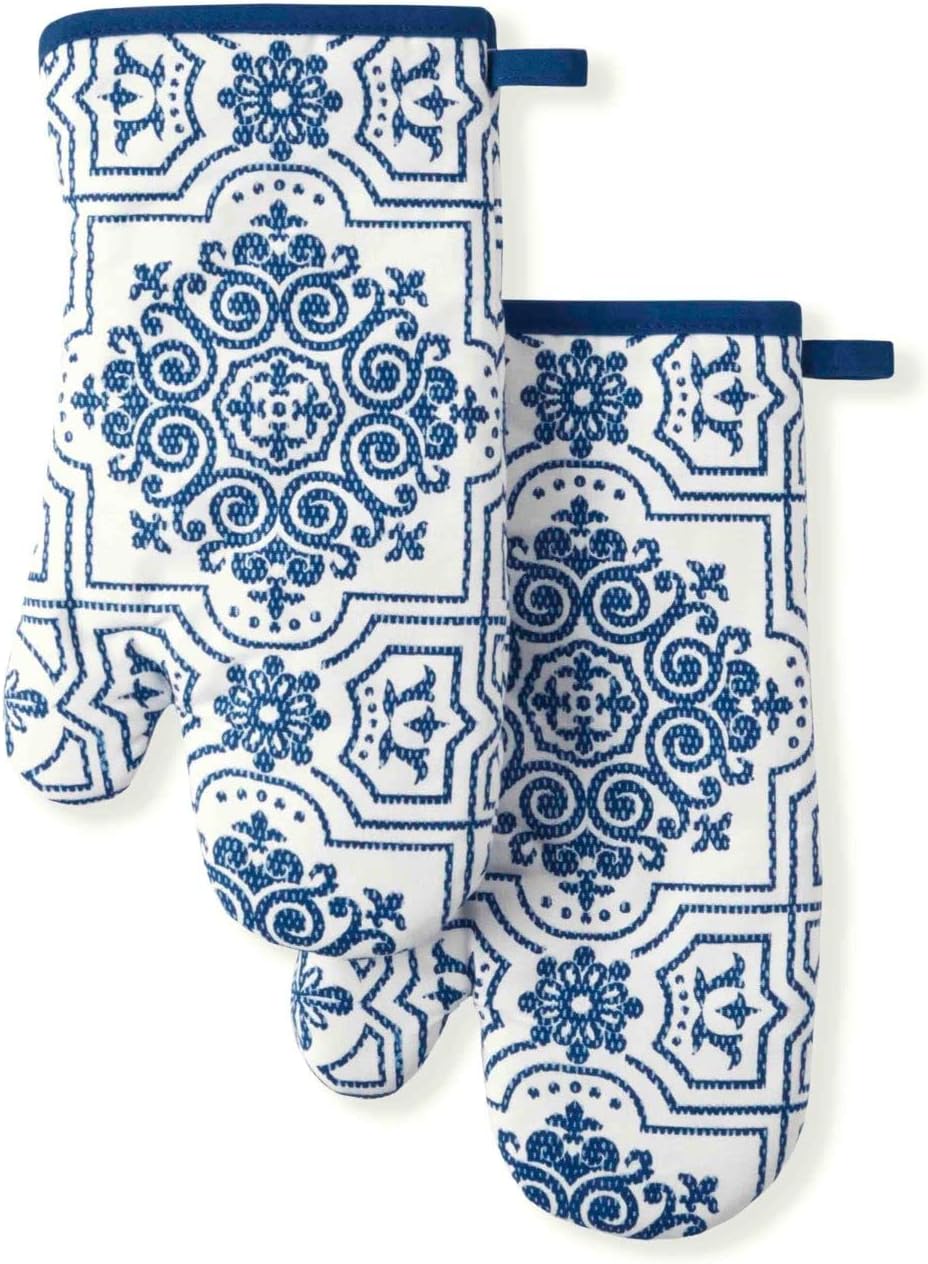 Martha Stewart 100 Cotton Oven Mitt Set - Heat-Resistant Durable Easy to Clean