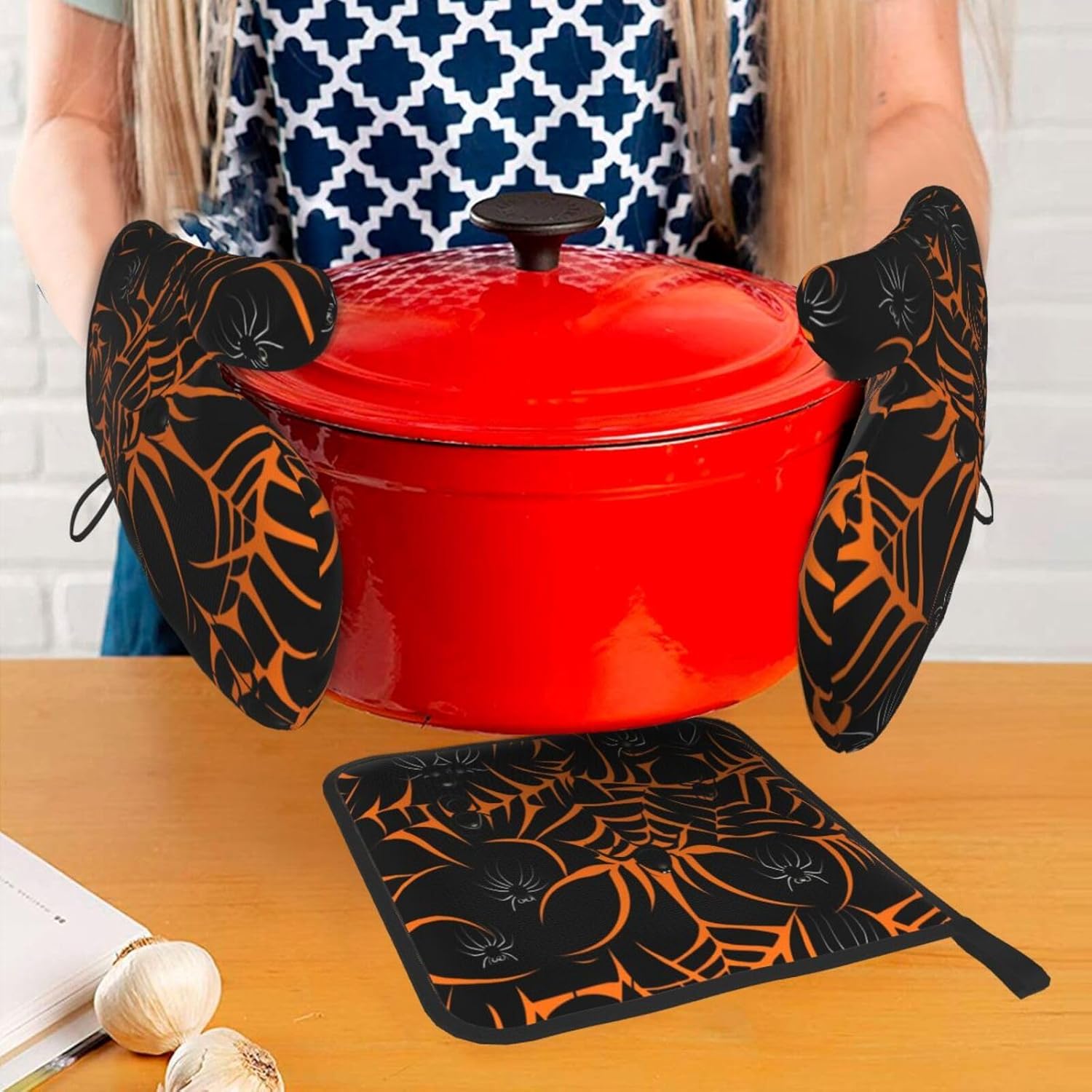 Halloween Spider Web Oven Mitts