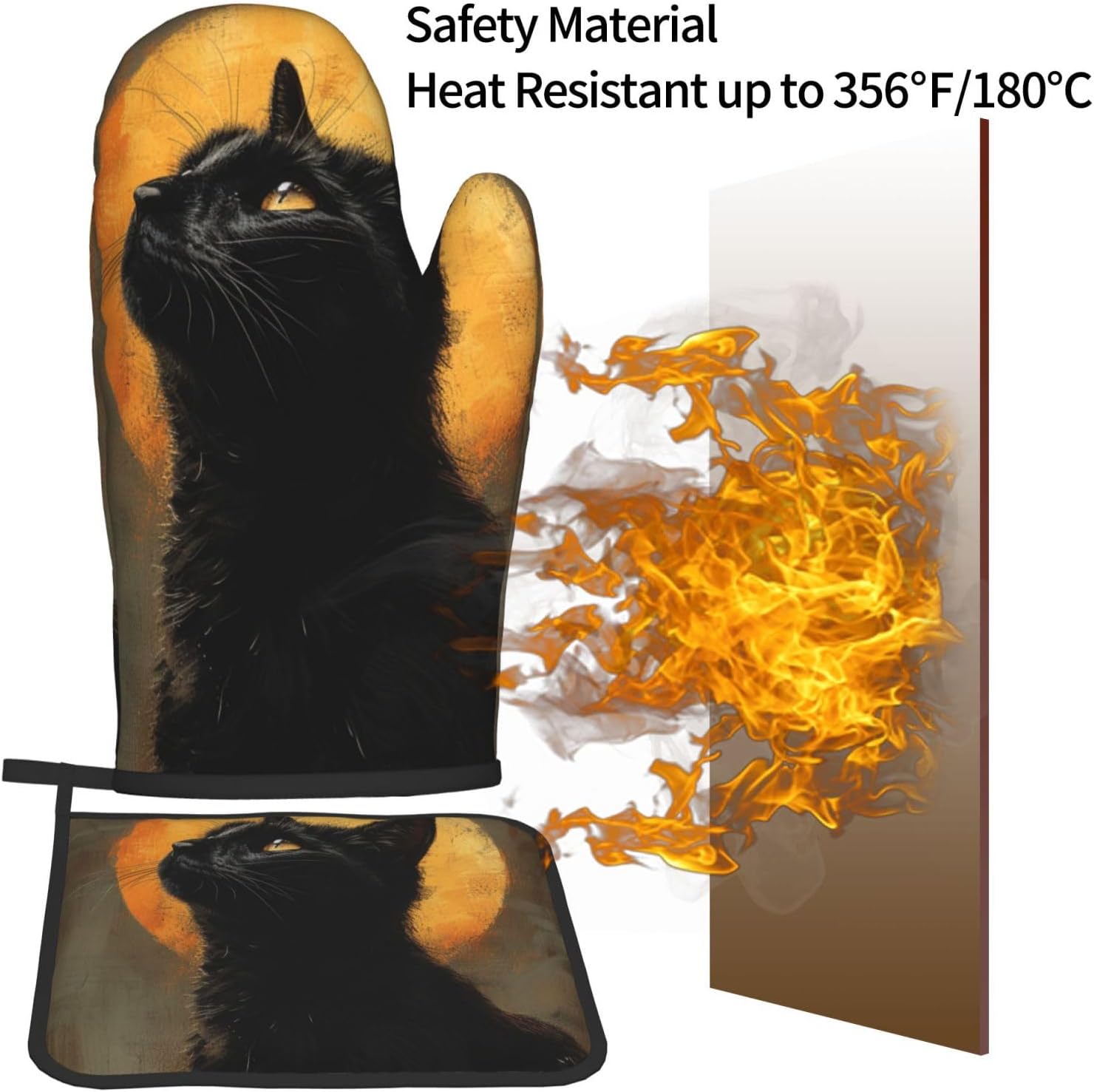 Halloween Black Cat Oven Mitt Pkg