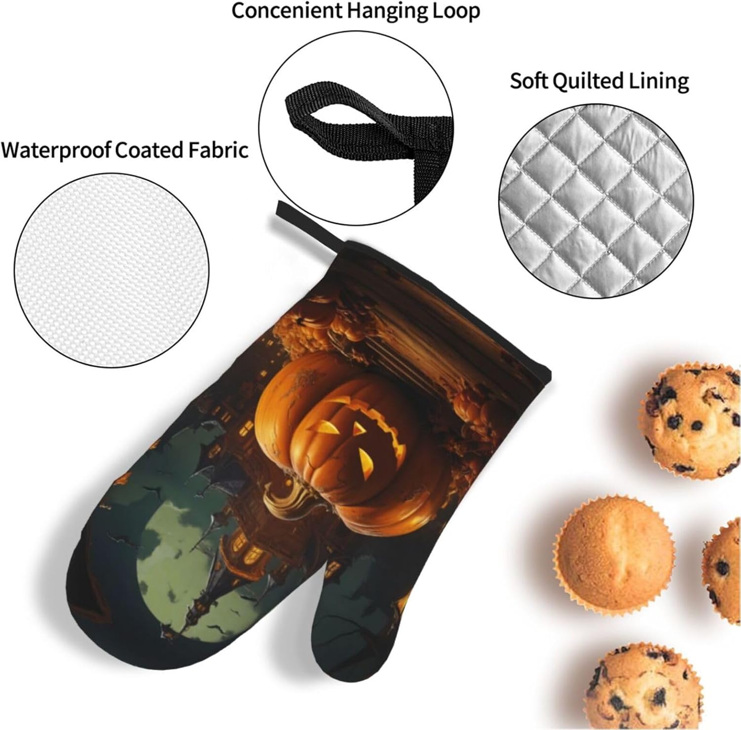 Thick Halloween Oven Mitts Set