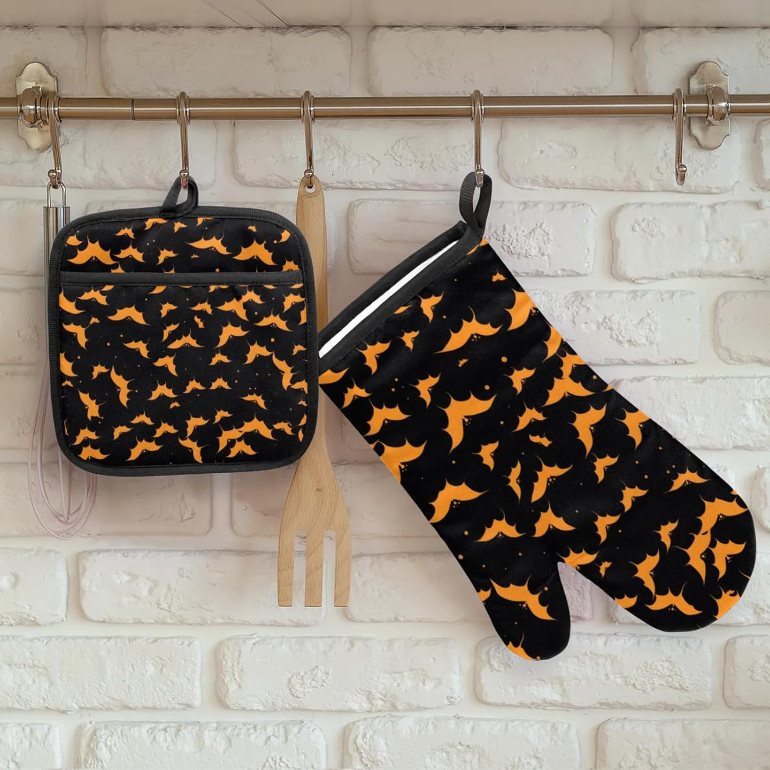 Silly Halloween Bats Oven Mitts