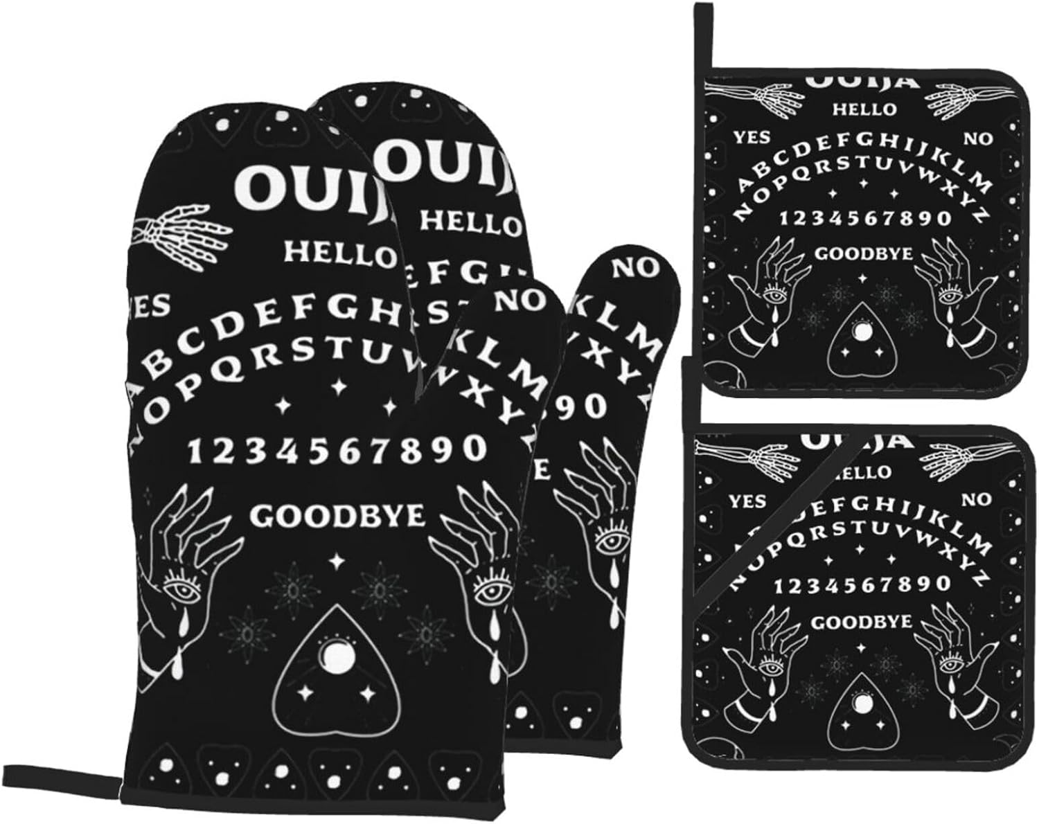 Spectral Wiccan Ouija Board Planchette Set of 4 BlackGrey