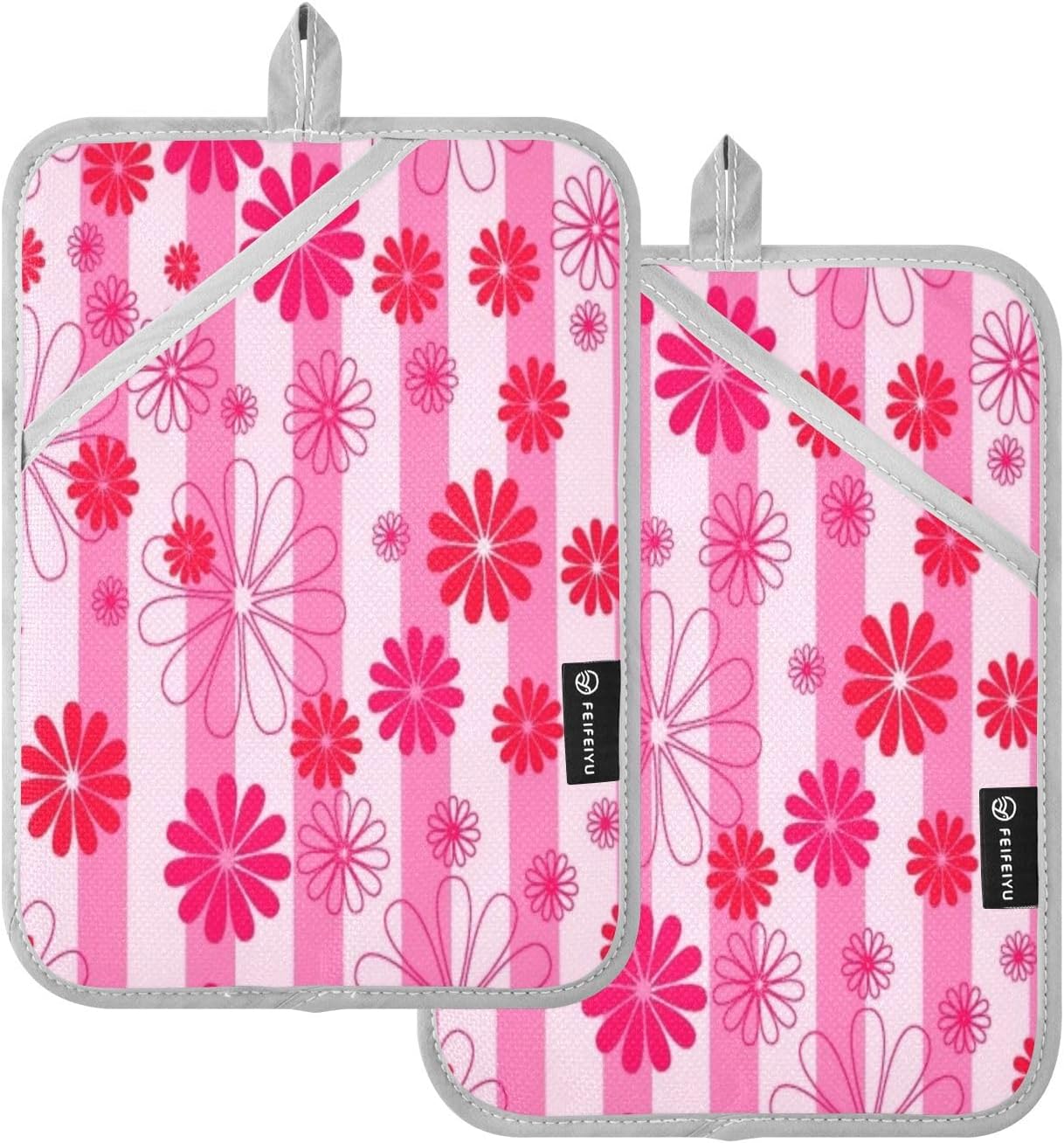 Kcldeci Spring Flowers 2Pack Pot Holder Set Heat-Resistant Oven Mitts
