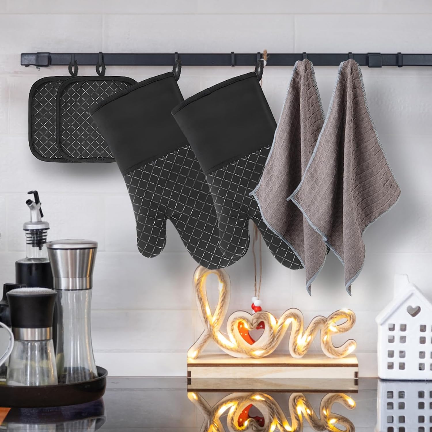 Oven Mitts Pot Holders Heat-Resistant Kitchen Tools by Philorn