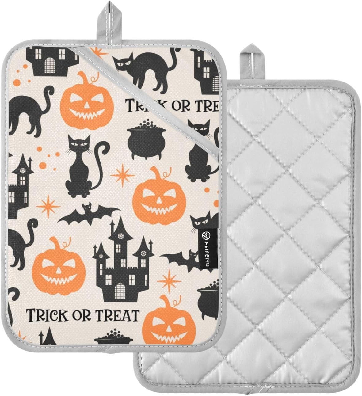 GAIGEO Halloween Black Cats Oven Hot Pads Set