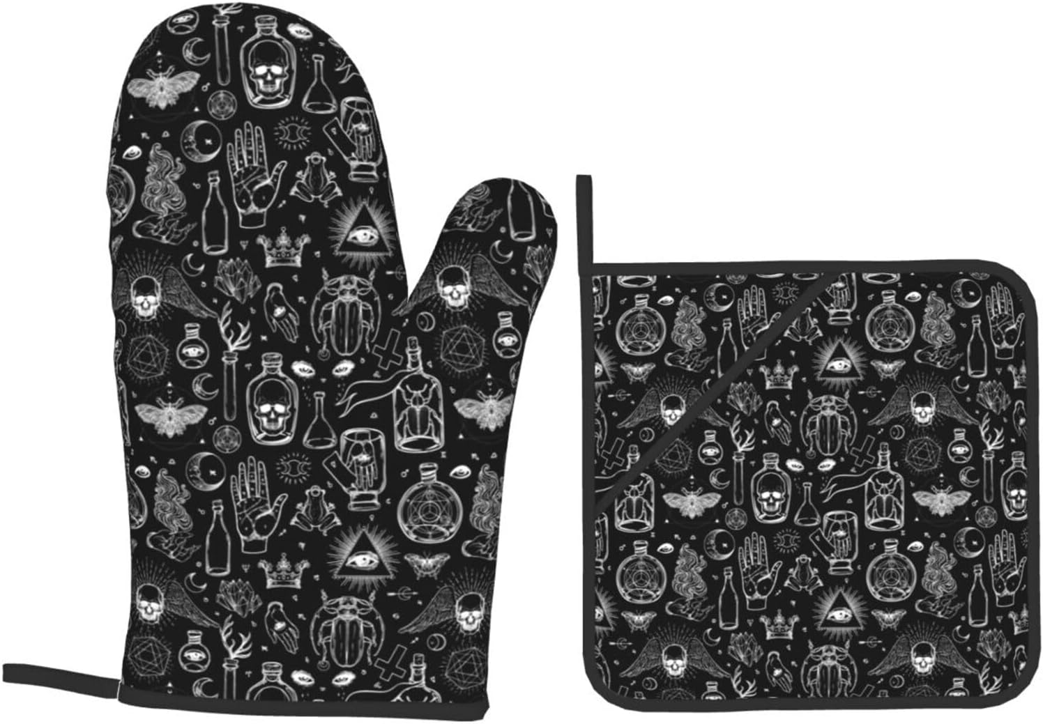 Gothic Skull Halloween Oven Mitts Set of 4