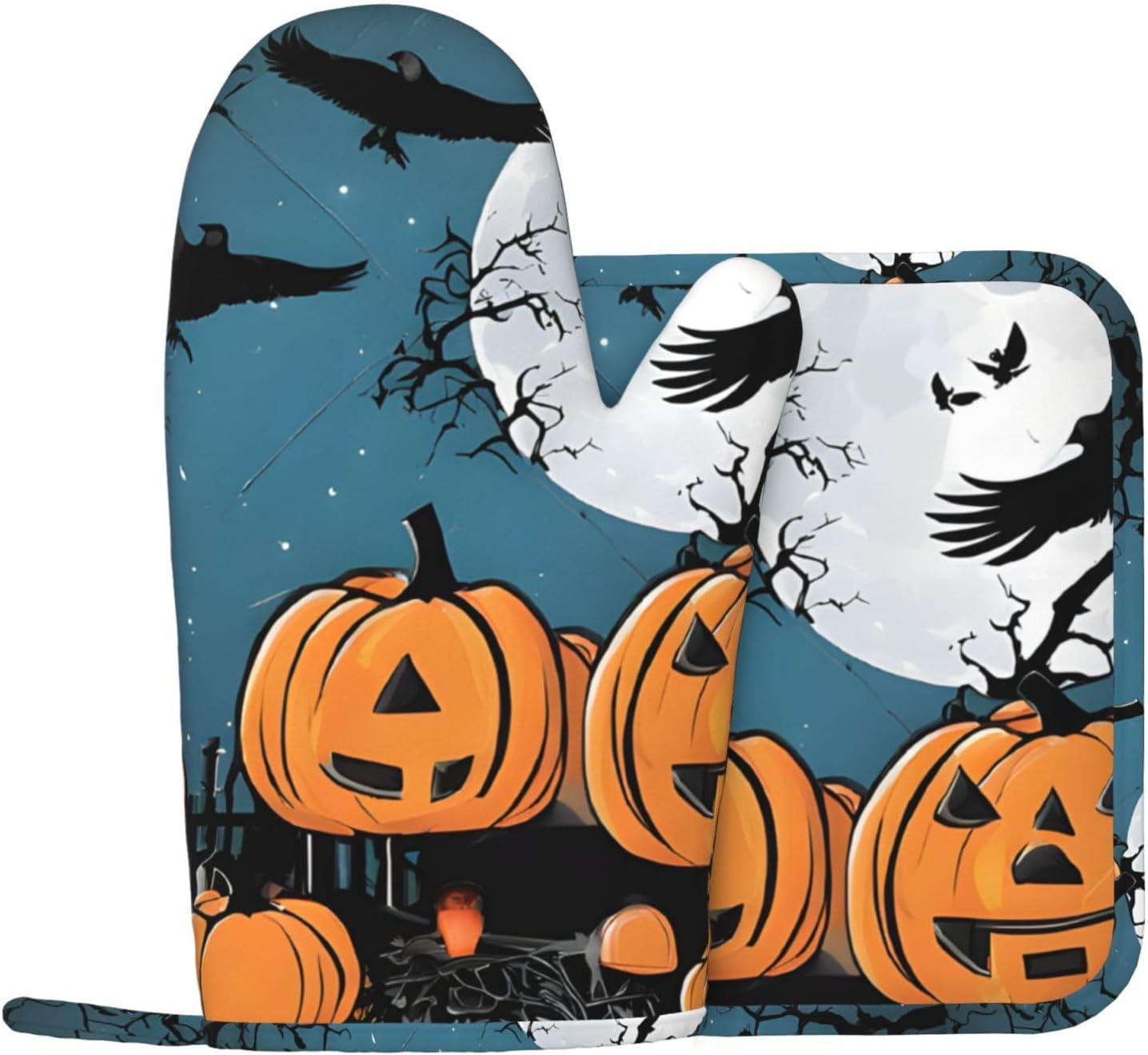 Trick-or-Treat Halloween Pumpkins Heat-Resistant Oven Mitts for Cooking