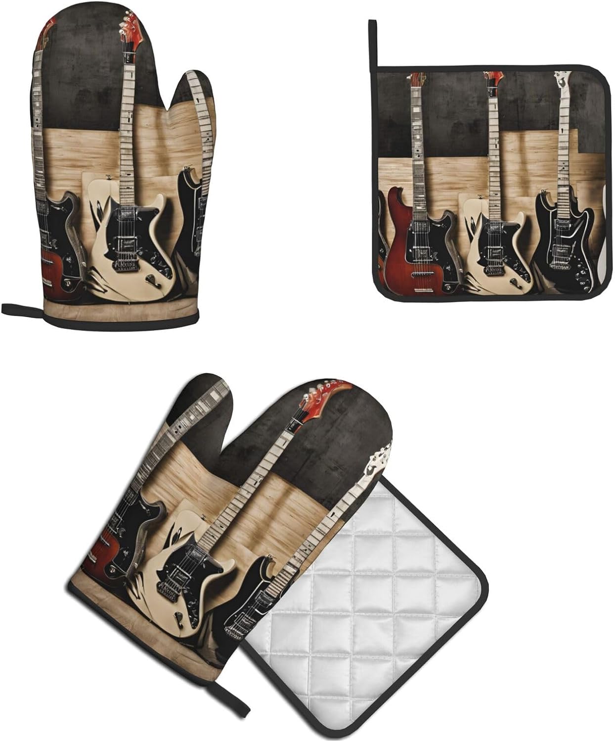 Oven Mitt and Pot Holder Set with Insulated Properties Non-Slip Kitchen Potholders