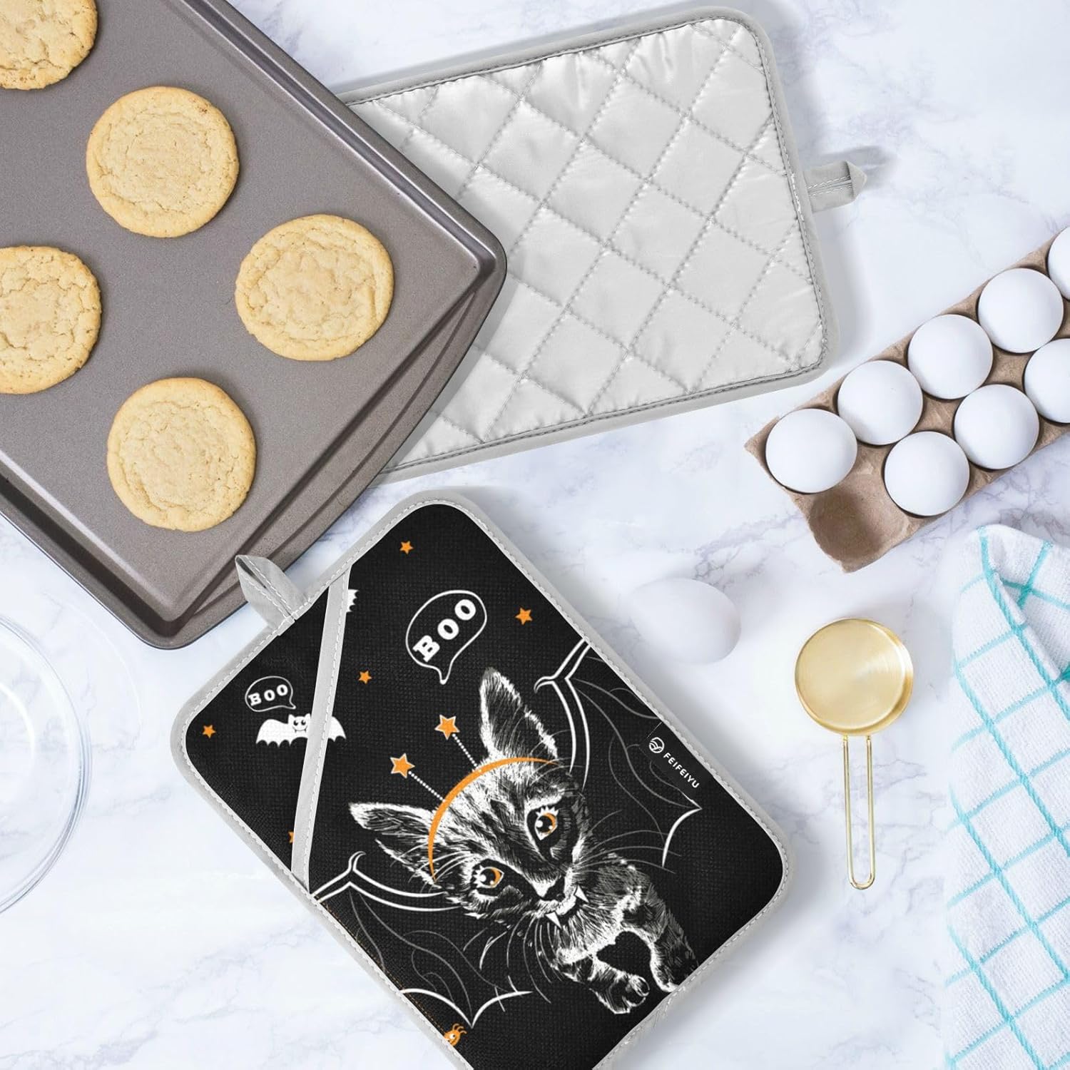 Cat with Bat Wings Potholders