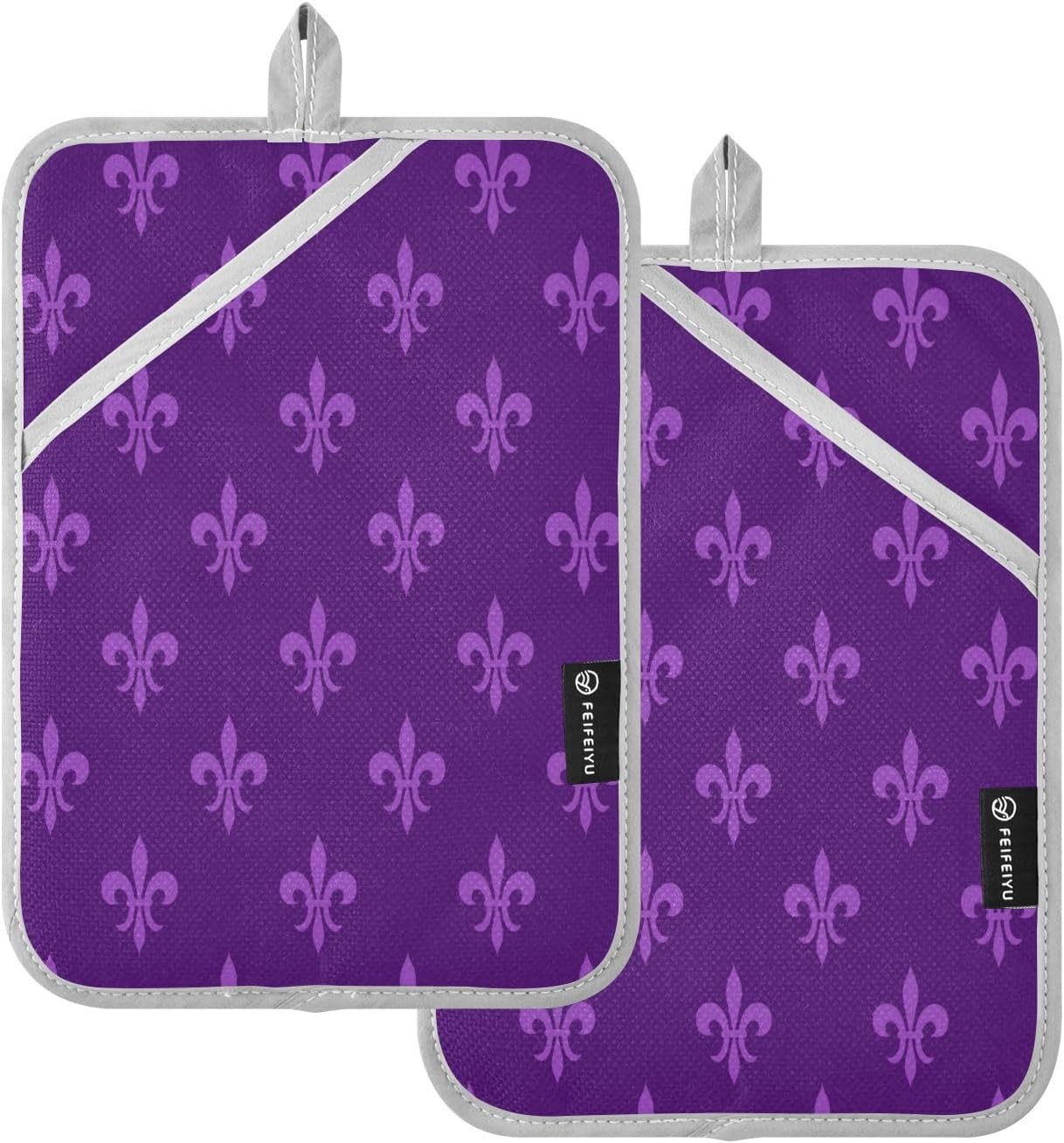 Kcldeci Mardi Gras Purple Carnival Festive 2-Pack Pot Holder Set Heat Resistant
