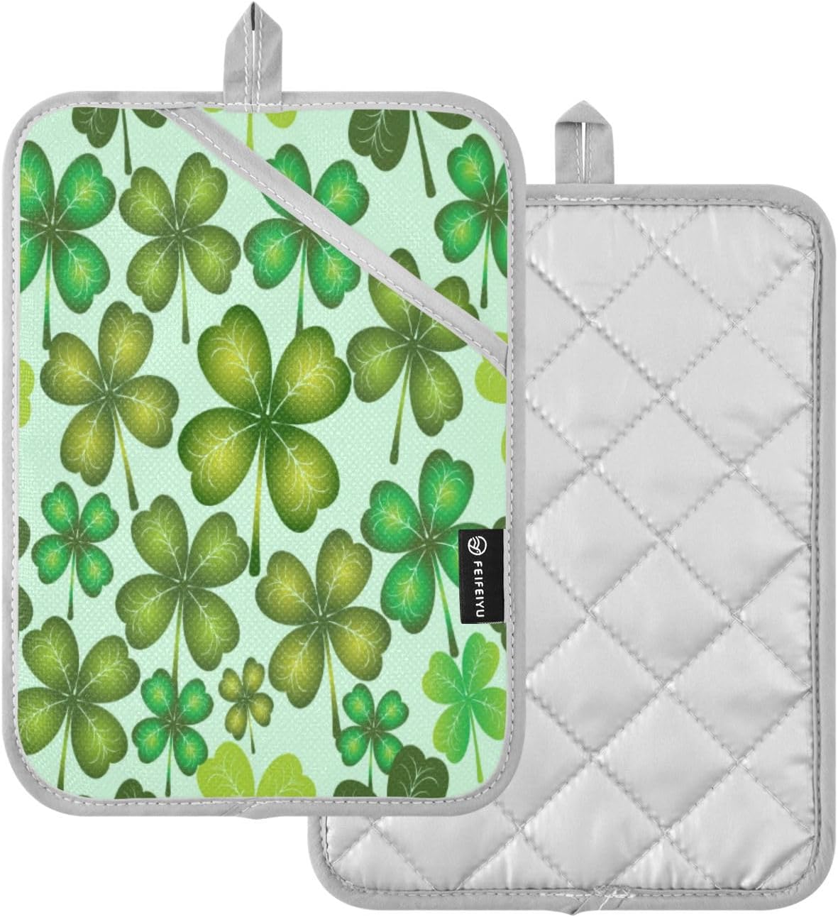 KCldeci Four Leaf Clover Heat-Resistant Oven Mitts for Baking and Cooking