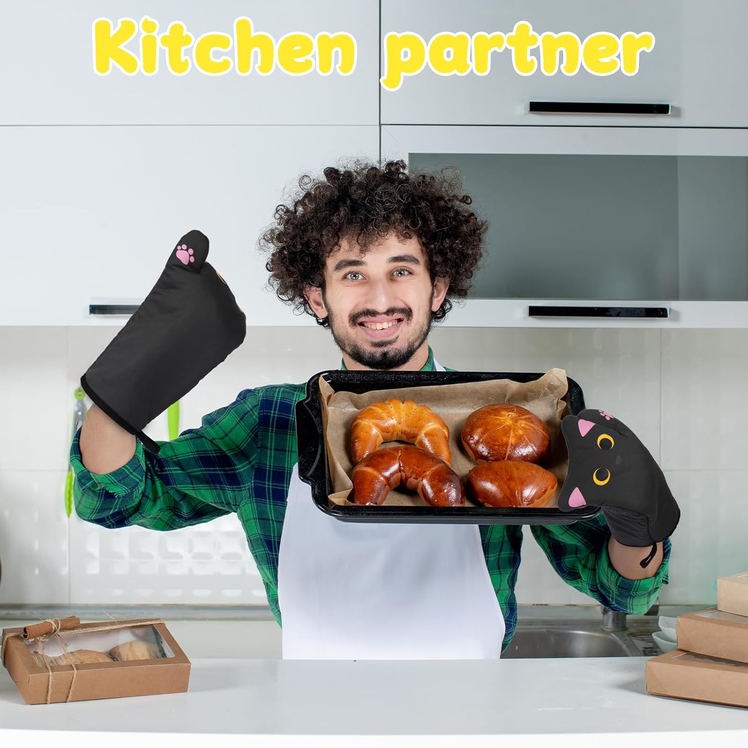Adorably Heat-Resistant Cat Oven Mitts Set