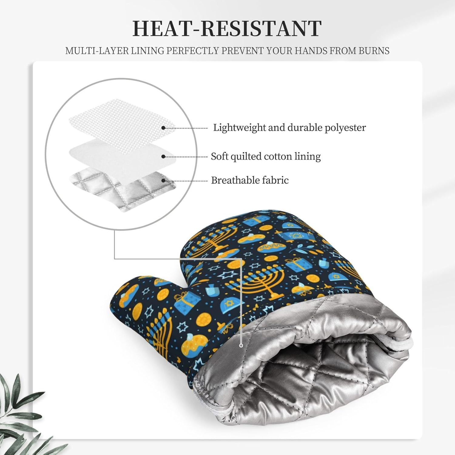 Happy Hanukkah Silicone Oven Mitts for Kitchen Essential