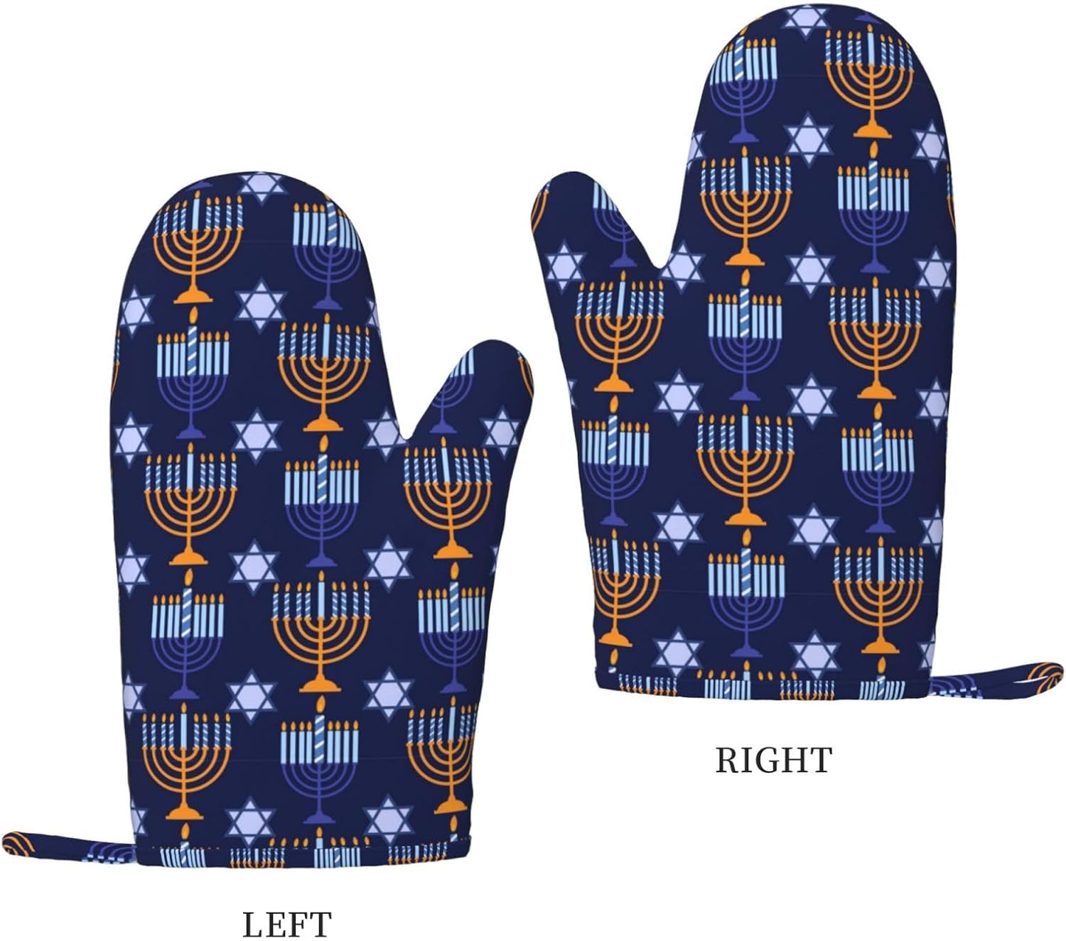 Happy Hanukkah Oven Mitts - Chanukah Kitchen Gloves