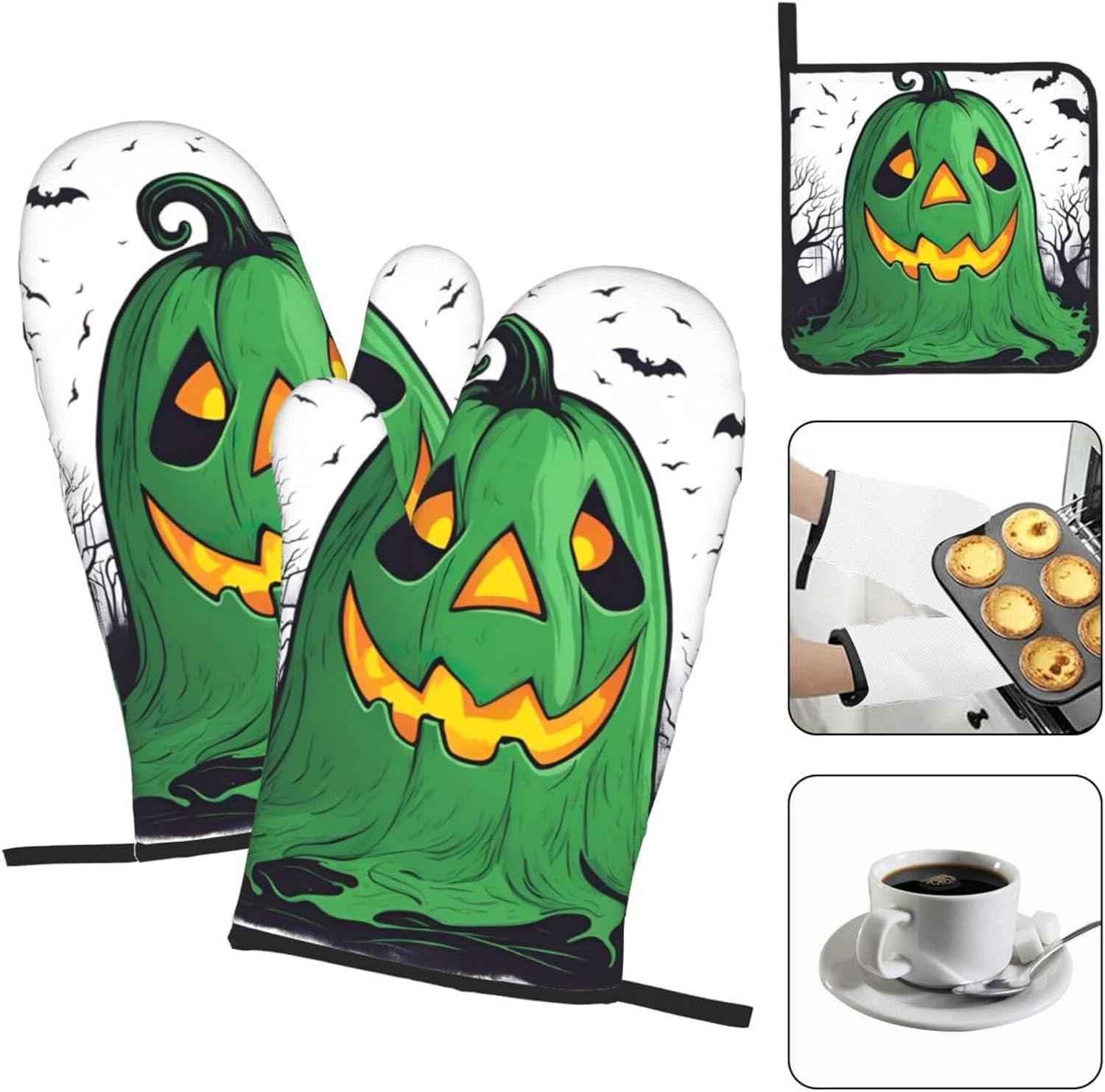 Scare-Cute Halloween Oven Mitts Pumpkin