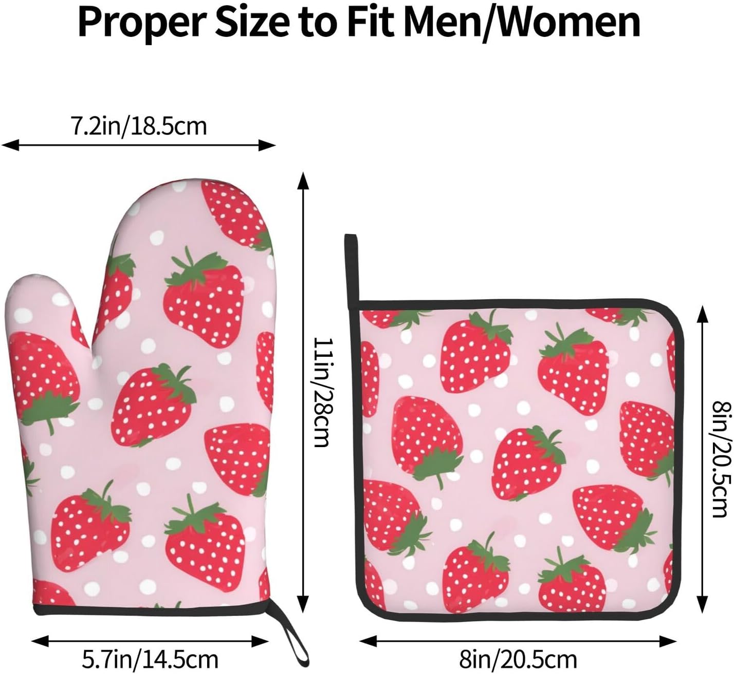 Strawberry Oven Mitts and Pot Holders 2pcs Set