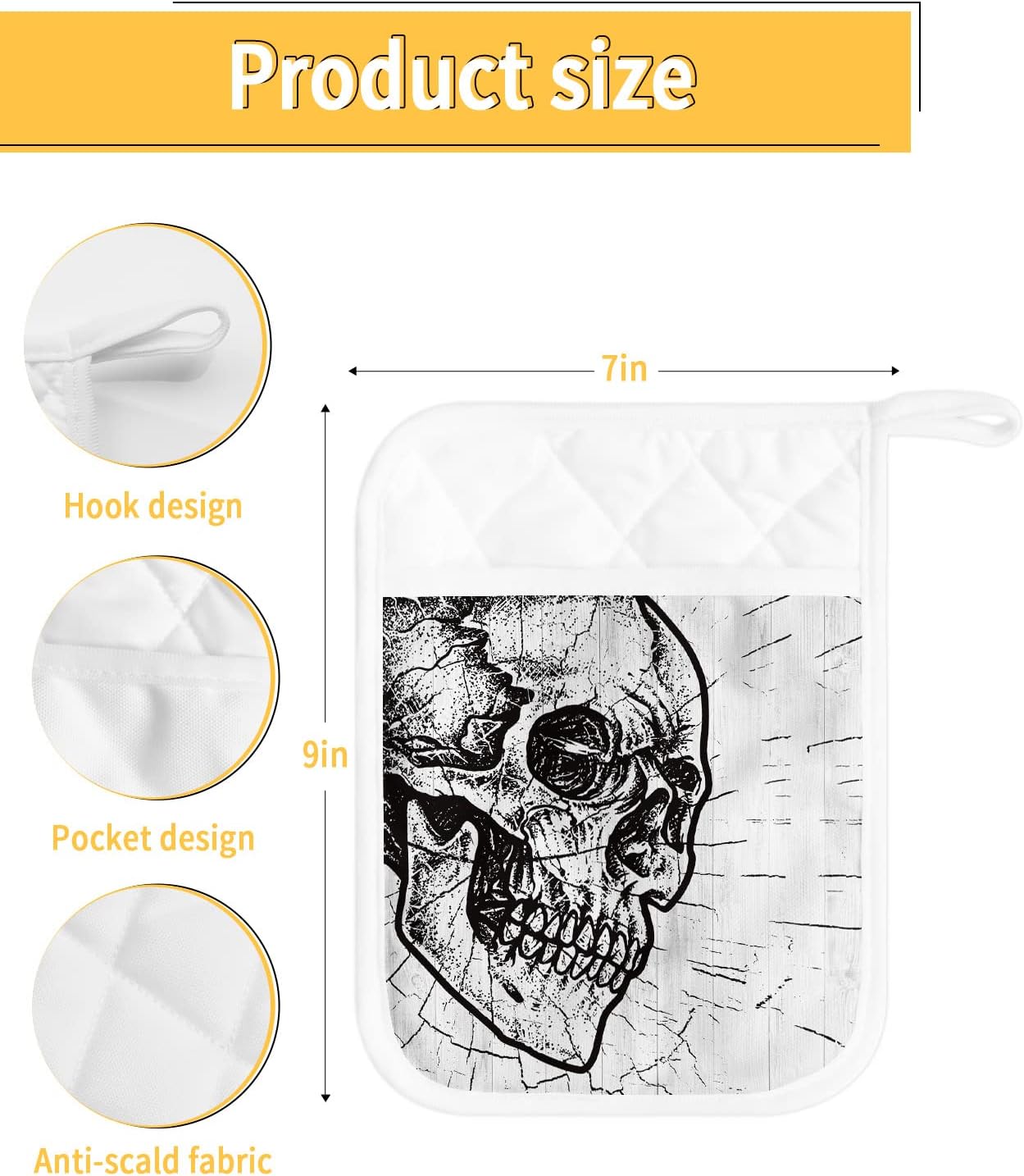 HilariousM Halloween Skull Pot Holders