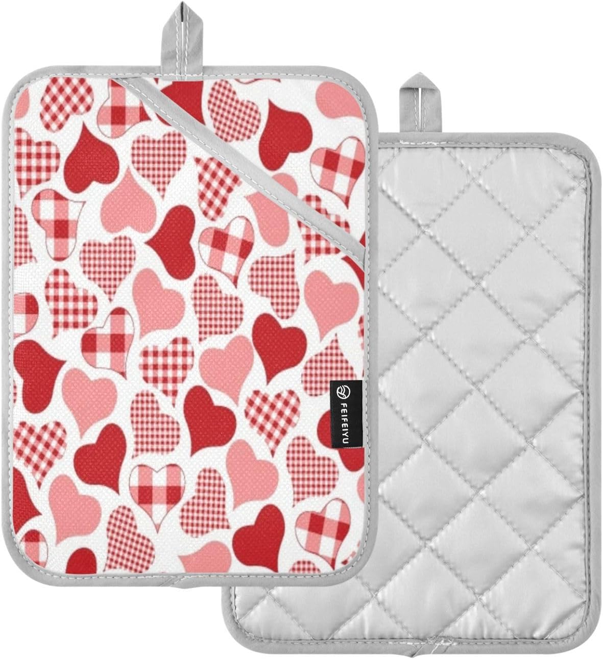 Kcldeci Check Hearts 2-Pack Pot Holder Set