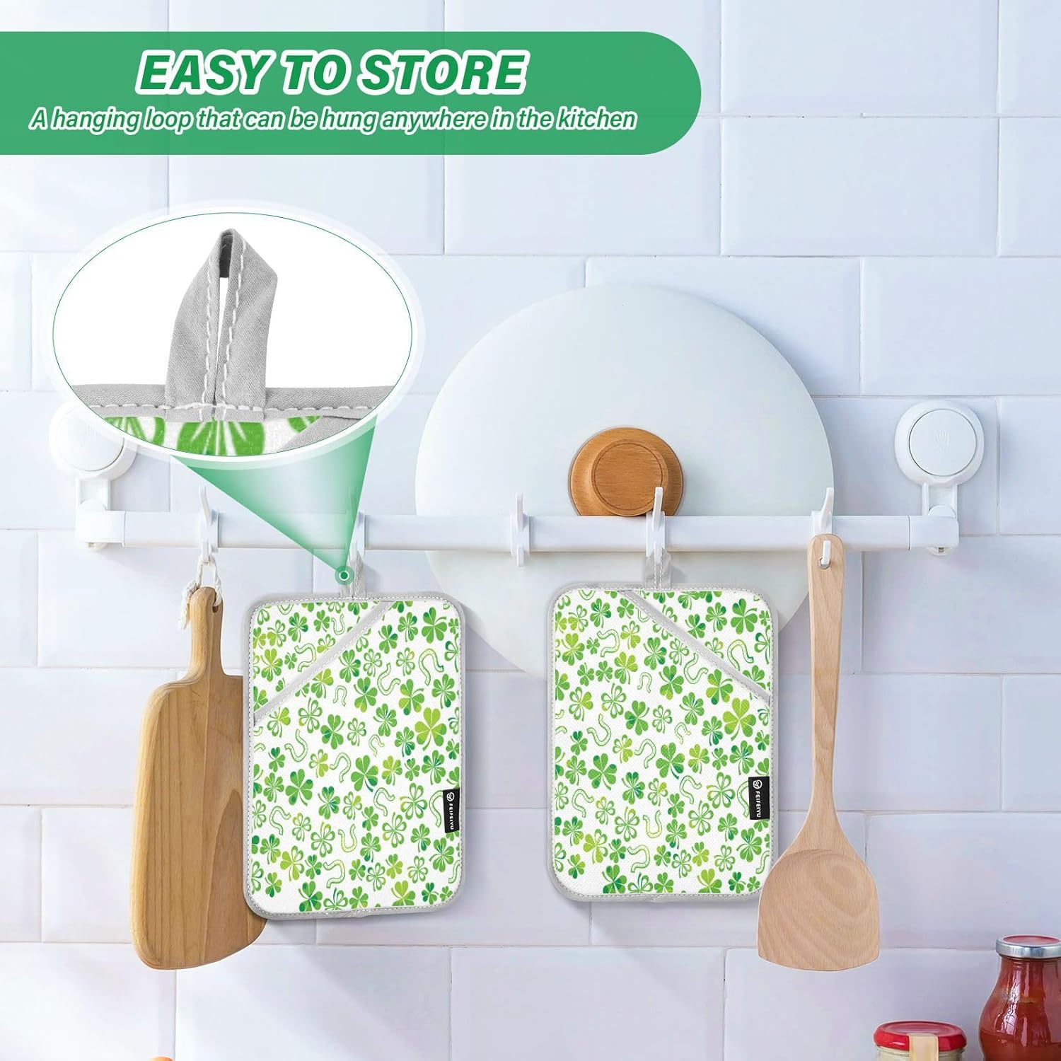 Heat-Resistant Shamrock Oven Mitt Set