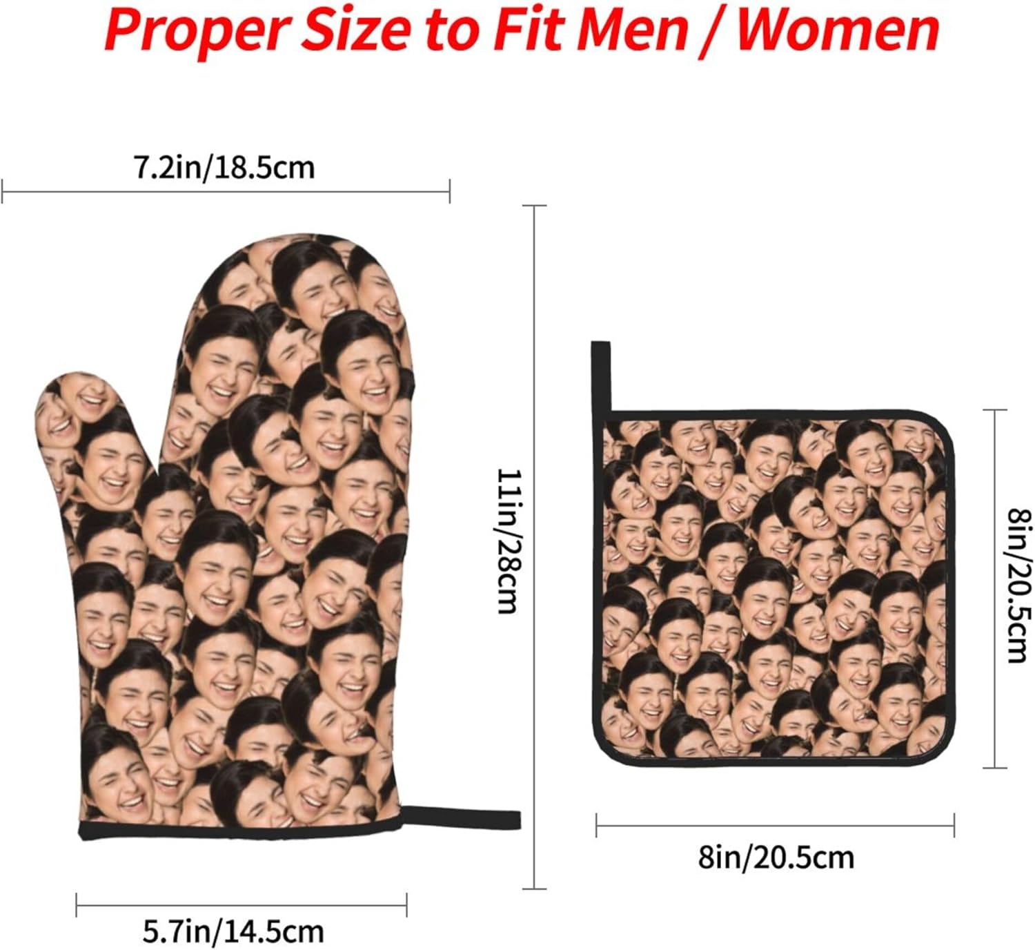 Personalized Oven Mitts with Your Face for Cooking Gifts