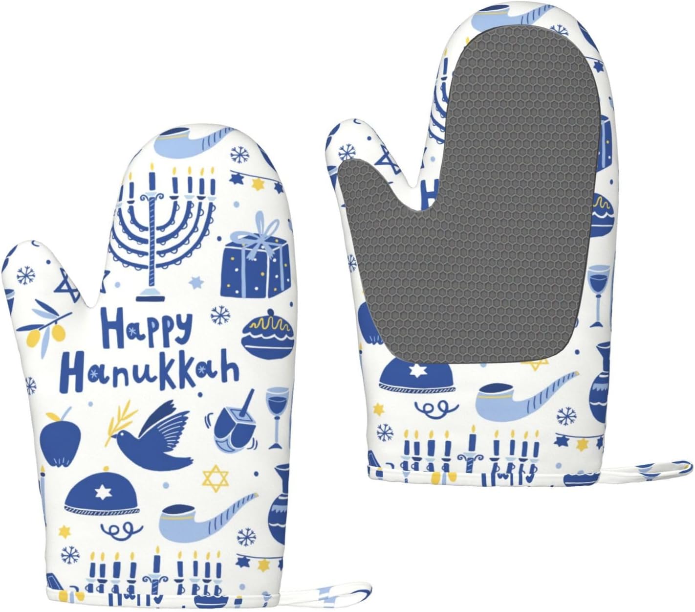Happy Hanukkah Oven Mitts with Silicone