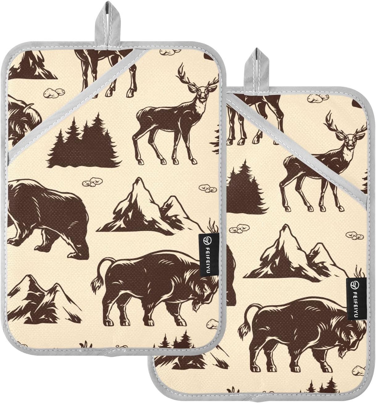 Potholder Set for Cooking Baking Heat-Resistant with Animal Designs
