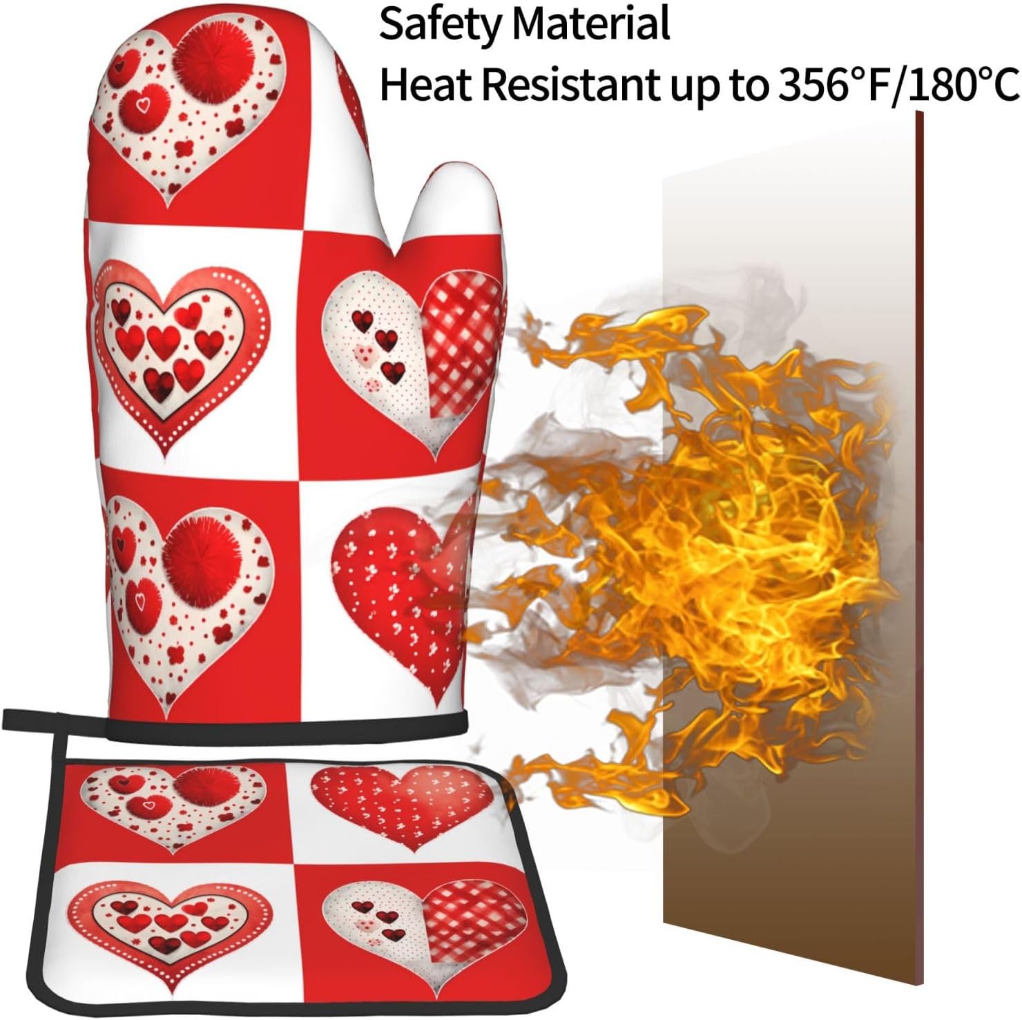 Valentines Day Love Oven Mitt and Pot Holder Set