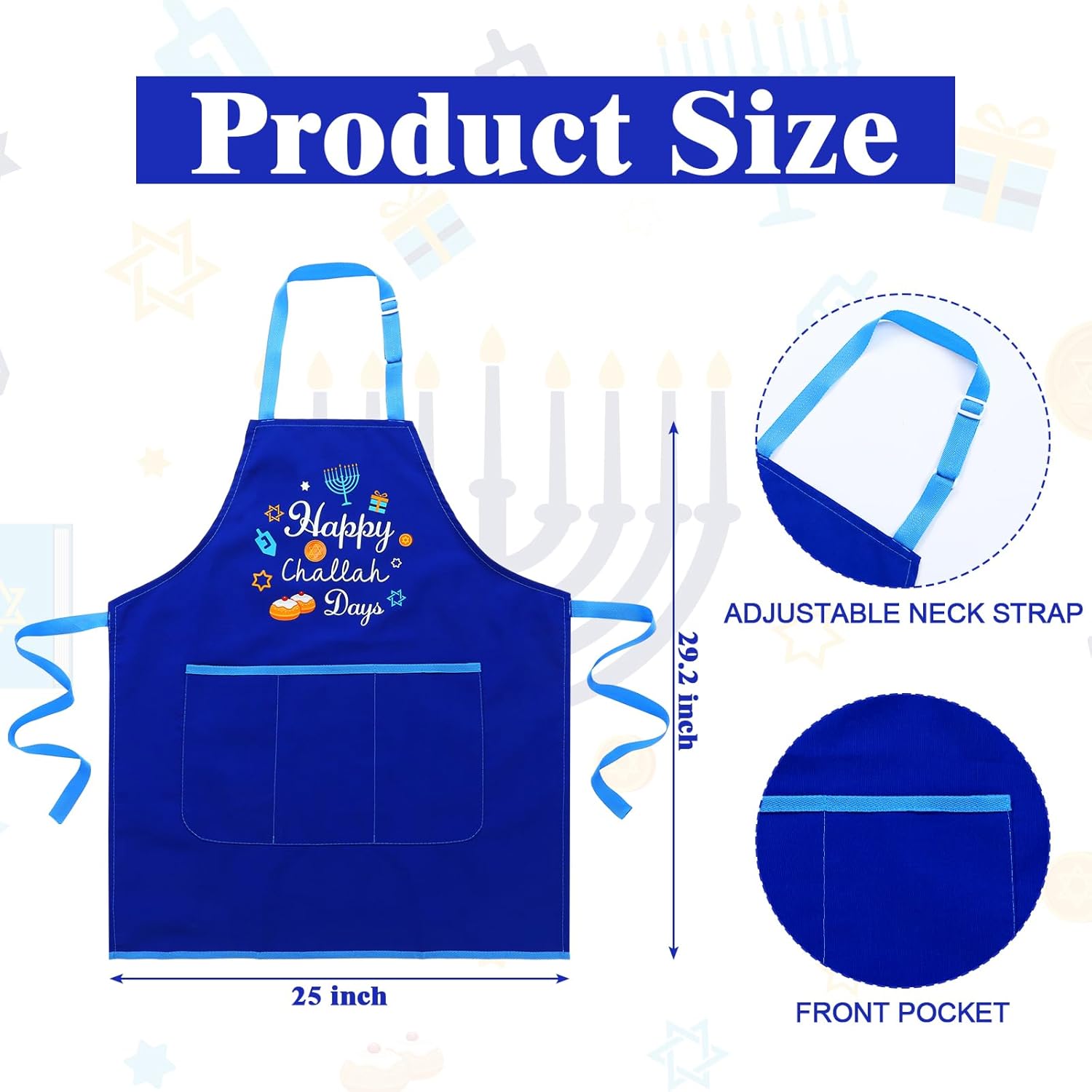 Hanukkah Baking Apron Set with Oven Mitts Potholders