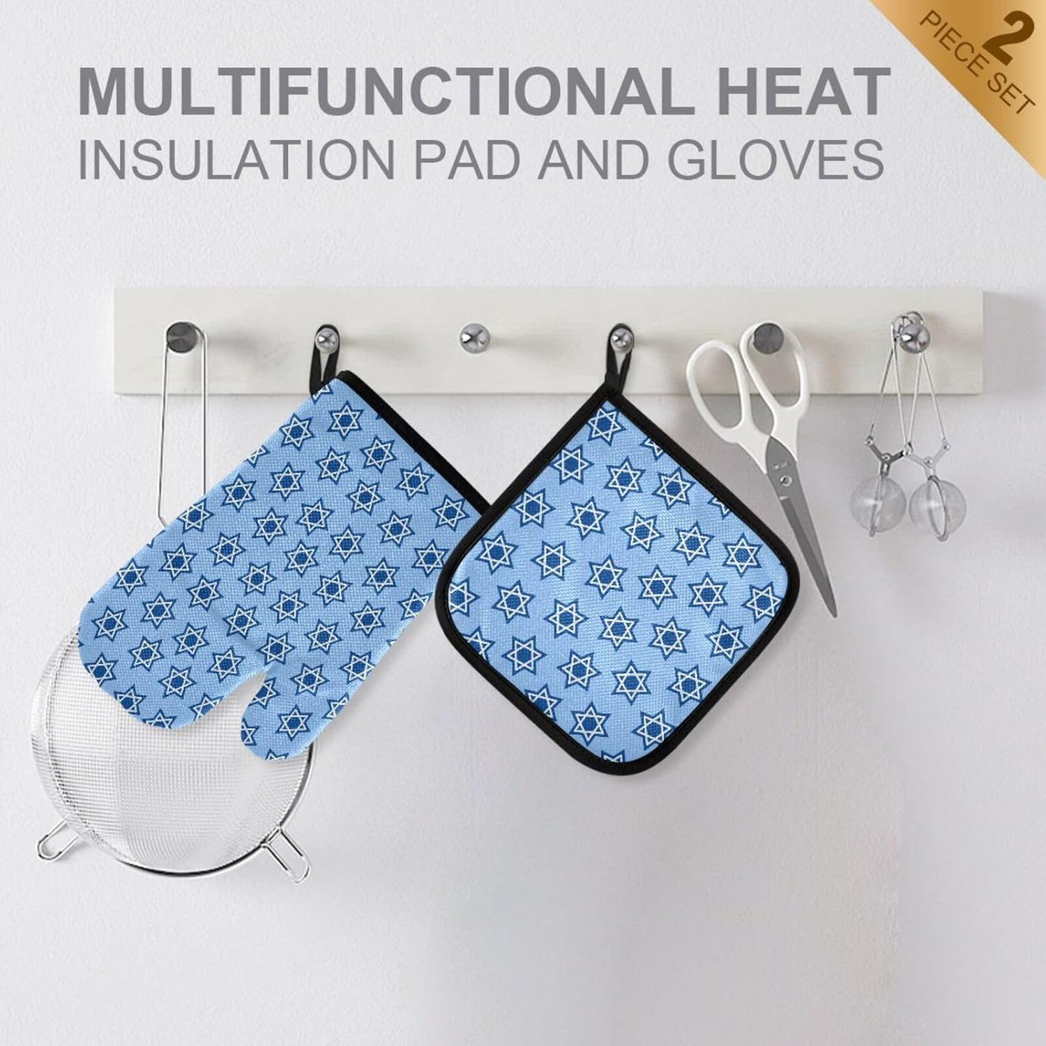 EtherSpher Star of David Oven Mitts and Pot Holder Set