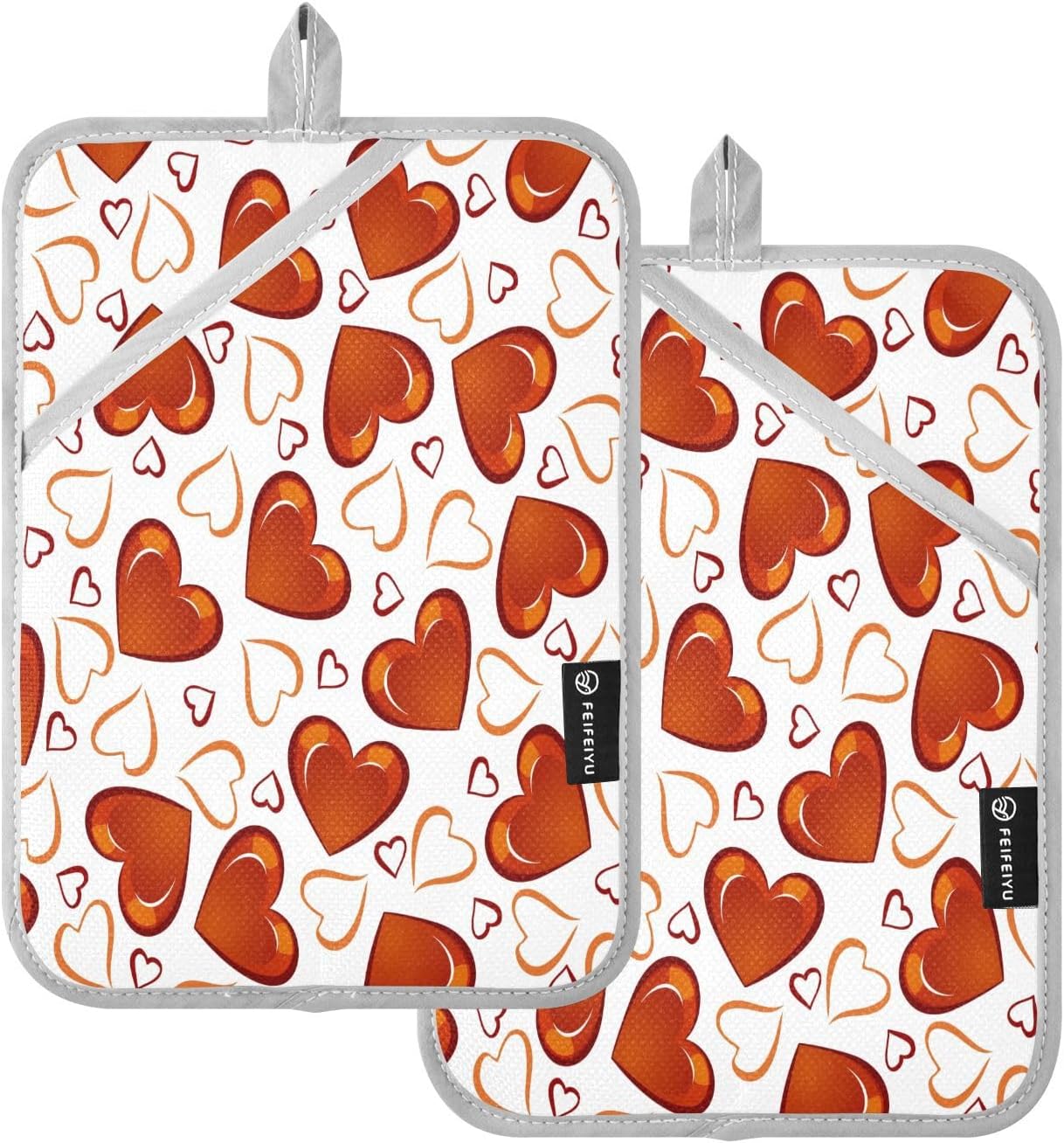 Kcldeci Red Hearts 2-Pack Pot Holder Set