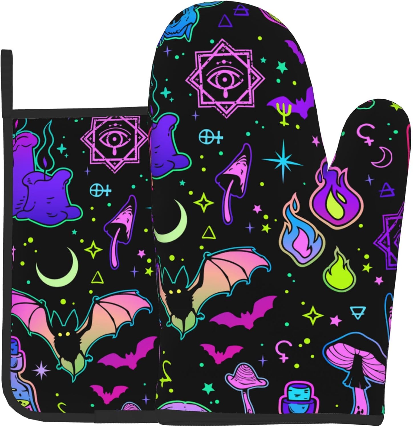 Fashionable High-Quality Halloween Goth Witchy Oven Mitts and Potholders