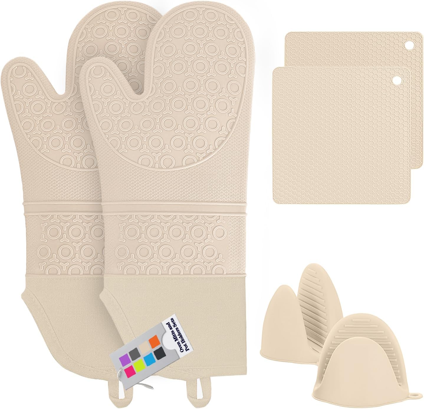 5-Piece Silicone Oven Mitt Set with Heat Resistance