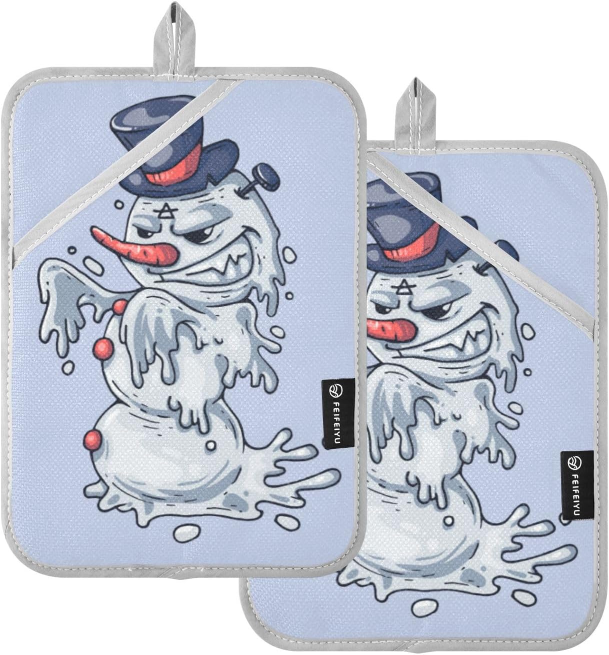 OURVII 2Pcs Halloween Spooky Snowman Pot Holders Set
