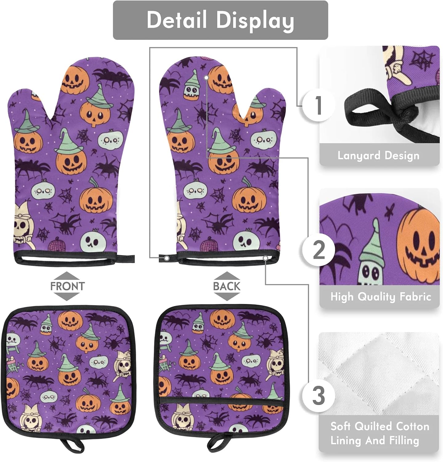 Halloween Art Pumpkins Oven Mitts Pot Holders