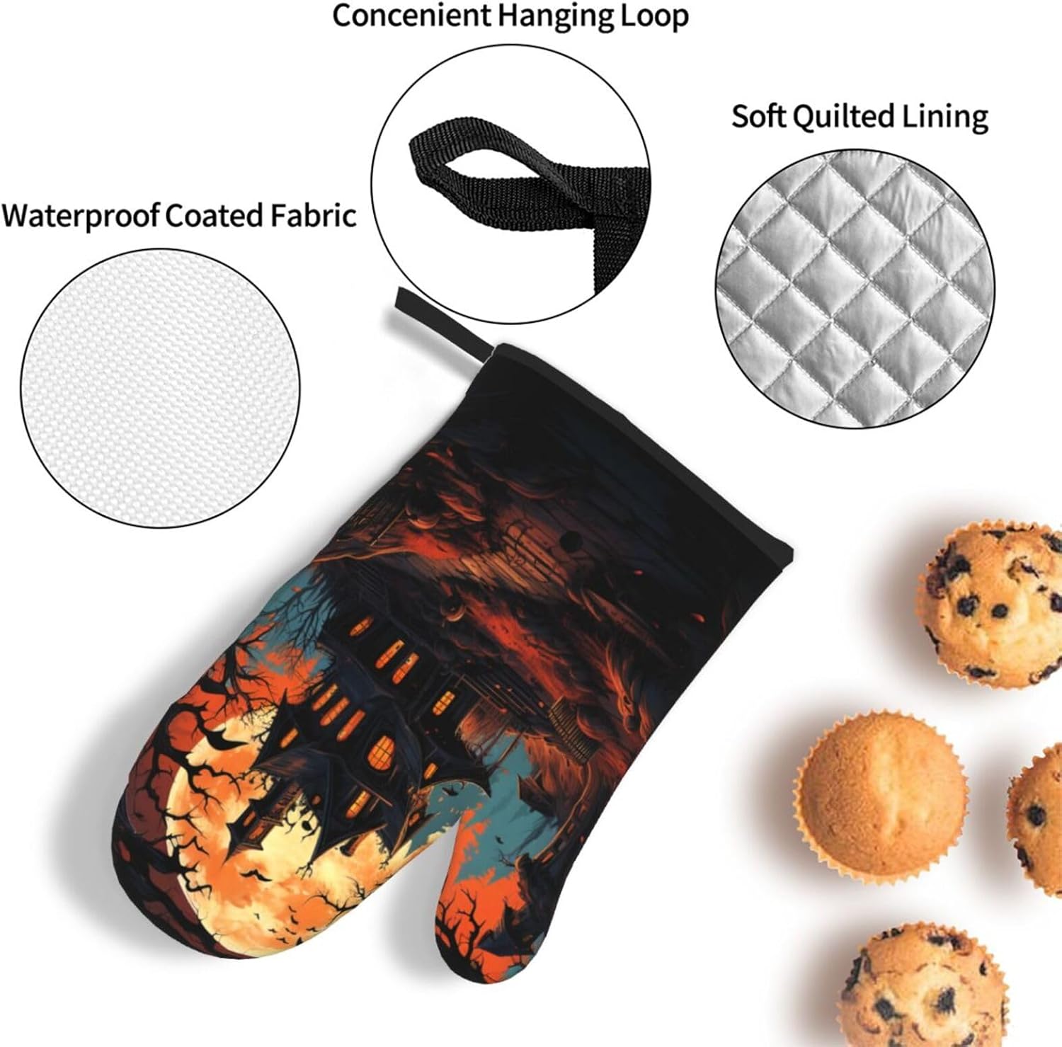 Halloween Castle Oven mitts set