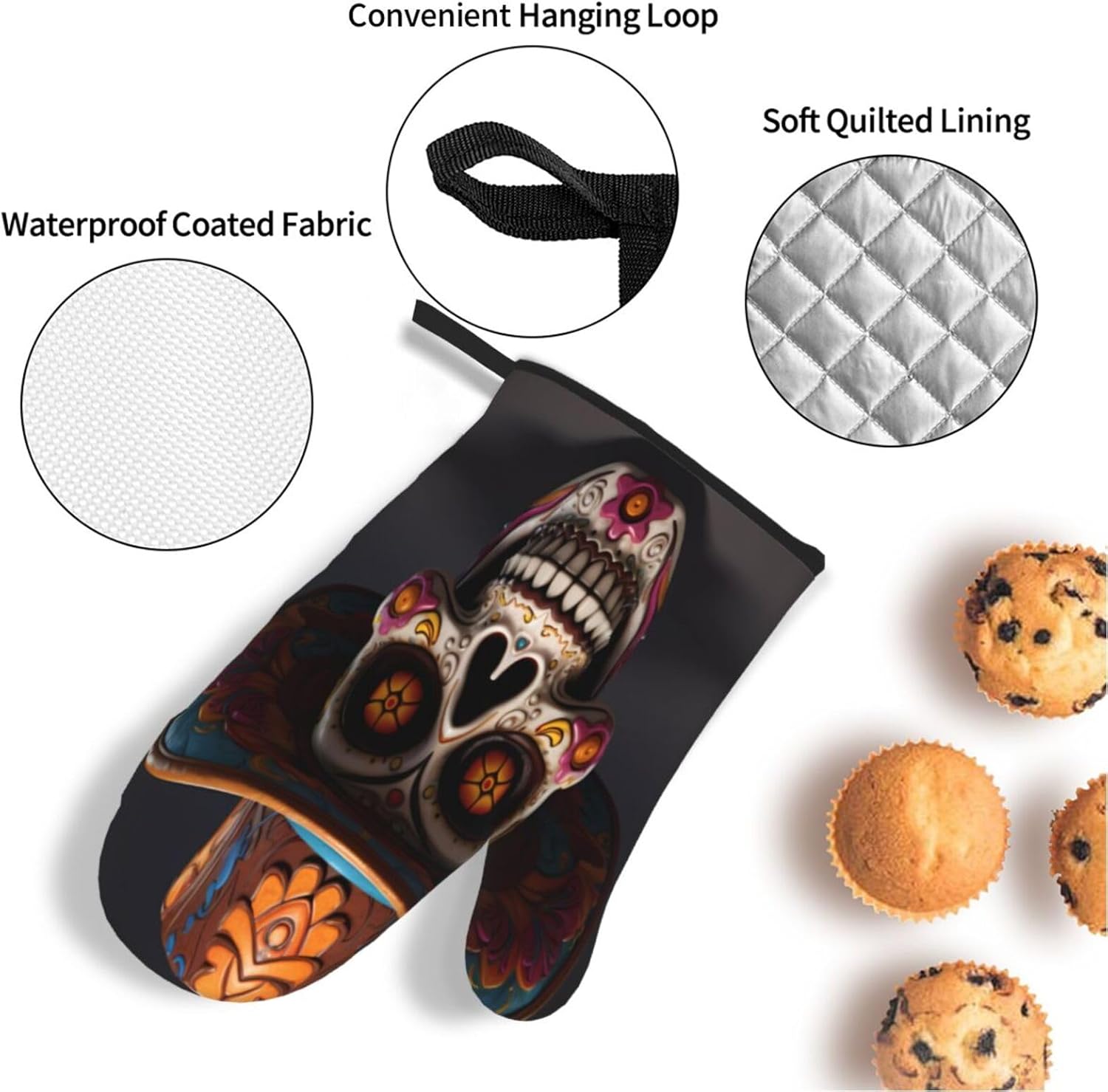 Halloween-Oriented Heat-Resistant Oven Mitt Set for Kitchen Use