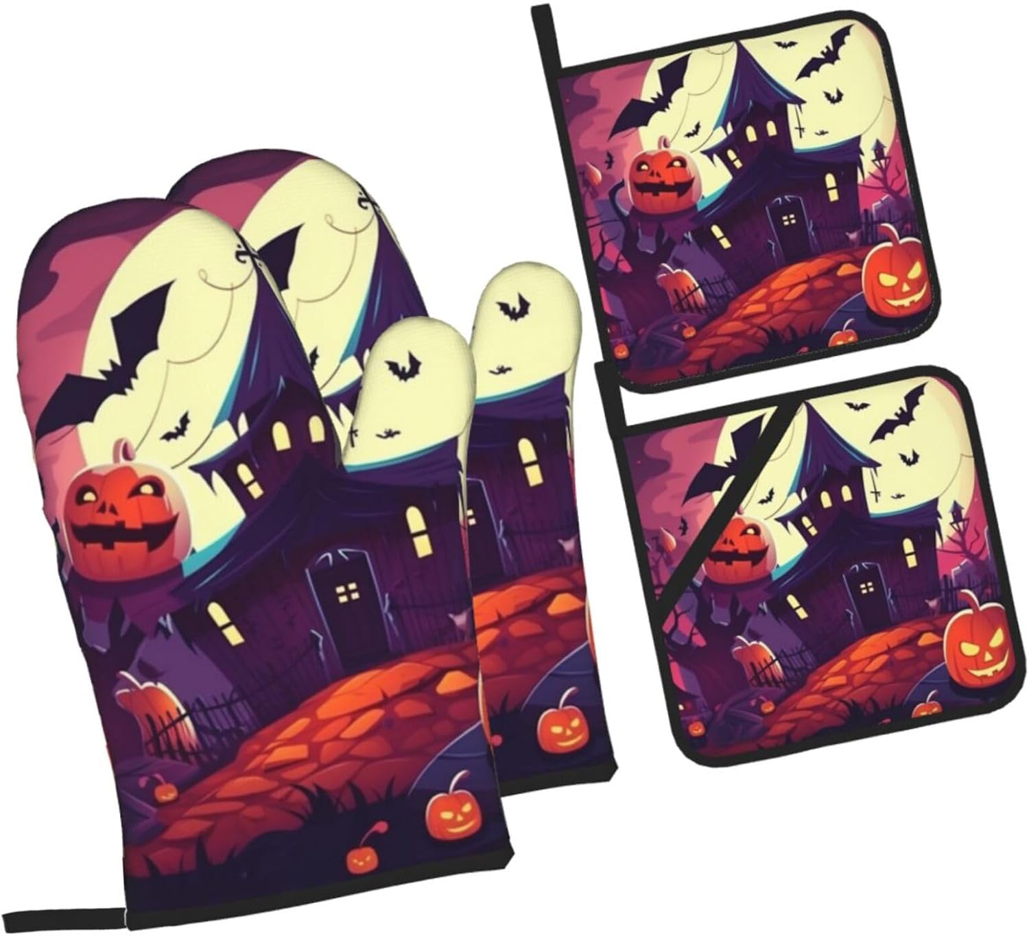 Happy Halloween Oven Mitt Pot Holder Set