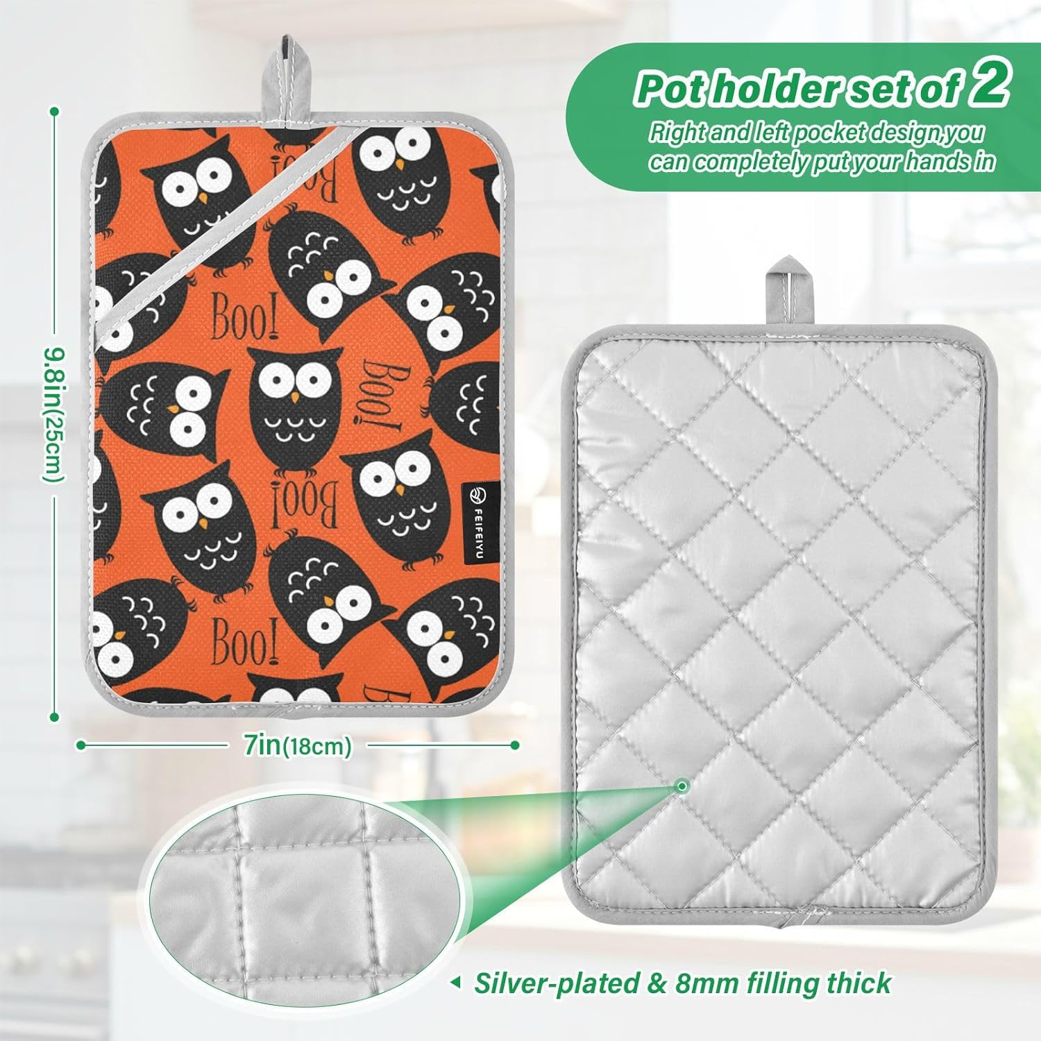 Halloween Cute Owls Potholders Set