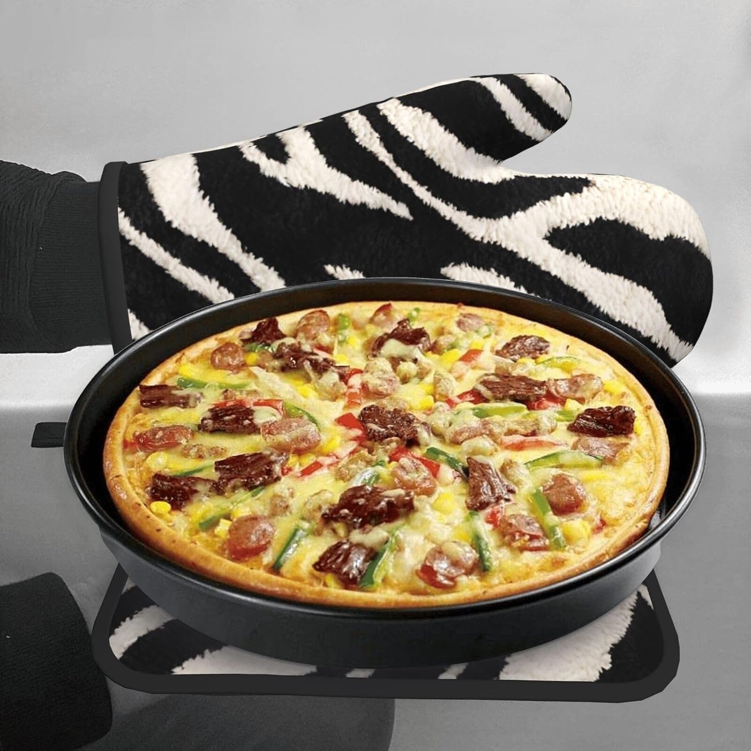 Zebra Animal Print Oven Mitts Set