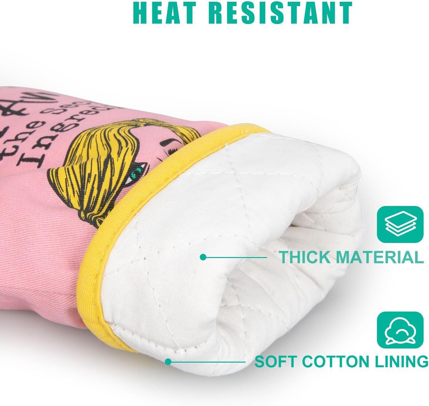 Funny Pink Oven Mitt Set for Baking Kitchen_GF