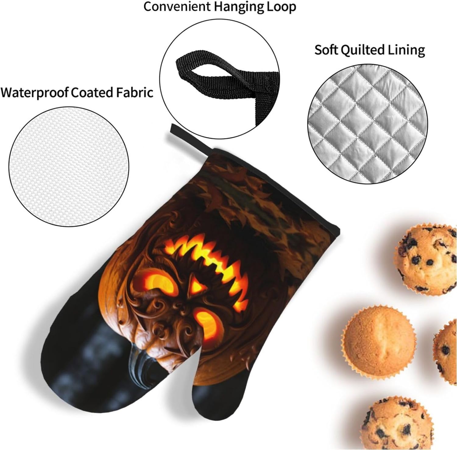 Halloween Spooktacular Pumpkin Print Oven Mitts Pot Holders Set